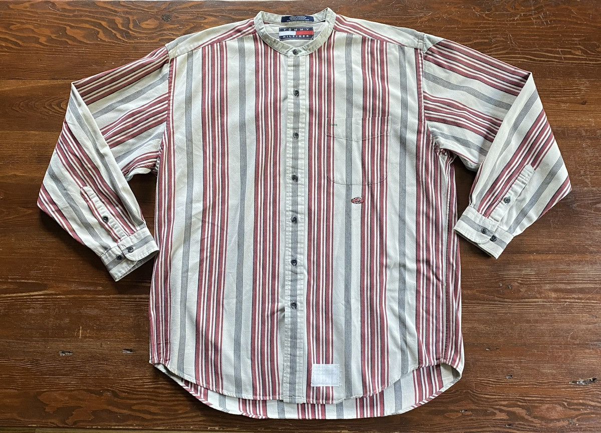 Tommy Hilfiger Vintage 90’s Tommy Hilfiger Motorcycle Standing Collar Shirt Size US XL / EU 56 / 4 - 2 Thumbnail