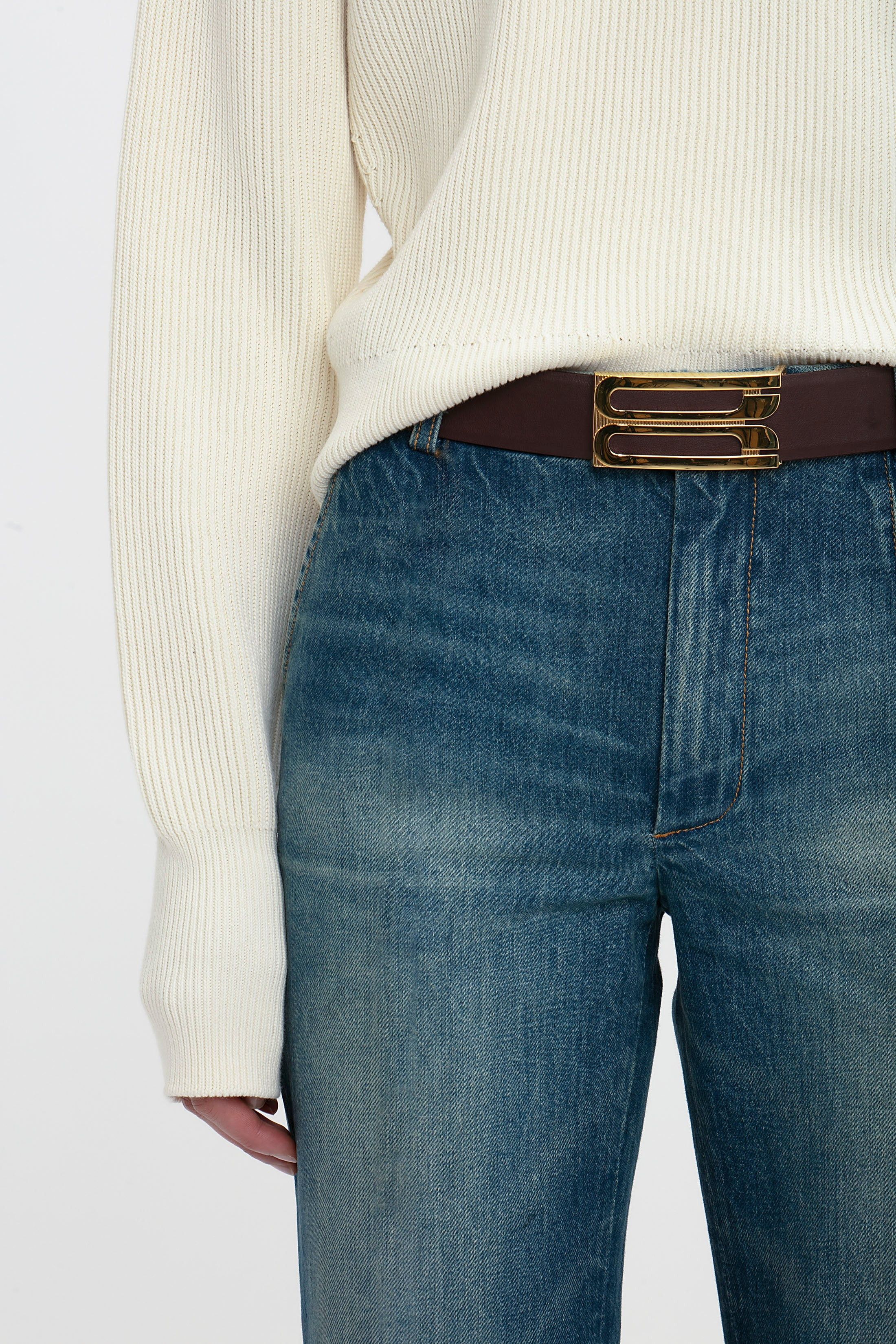 Victoria Beckham o1mle0525 Cropped Kick Jean Indigrey Wash in Blue Size 26" / US 2 / IT 38 - 5 Thumbnail