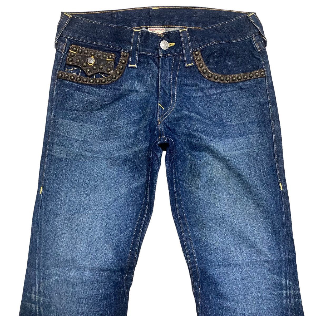 True Religion Vintage True Religion Joey Leather Flap Denim Flare Jeans Size US 31 - 3 Thumbnail