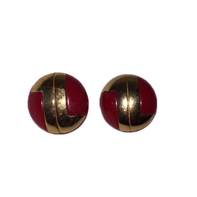 Lanvin Lanvin Red and Gold Monogram Earrings Size ONE SIZE - 4 Thumbnail