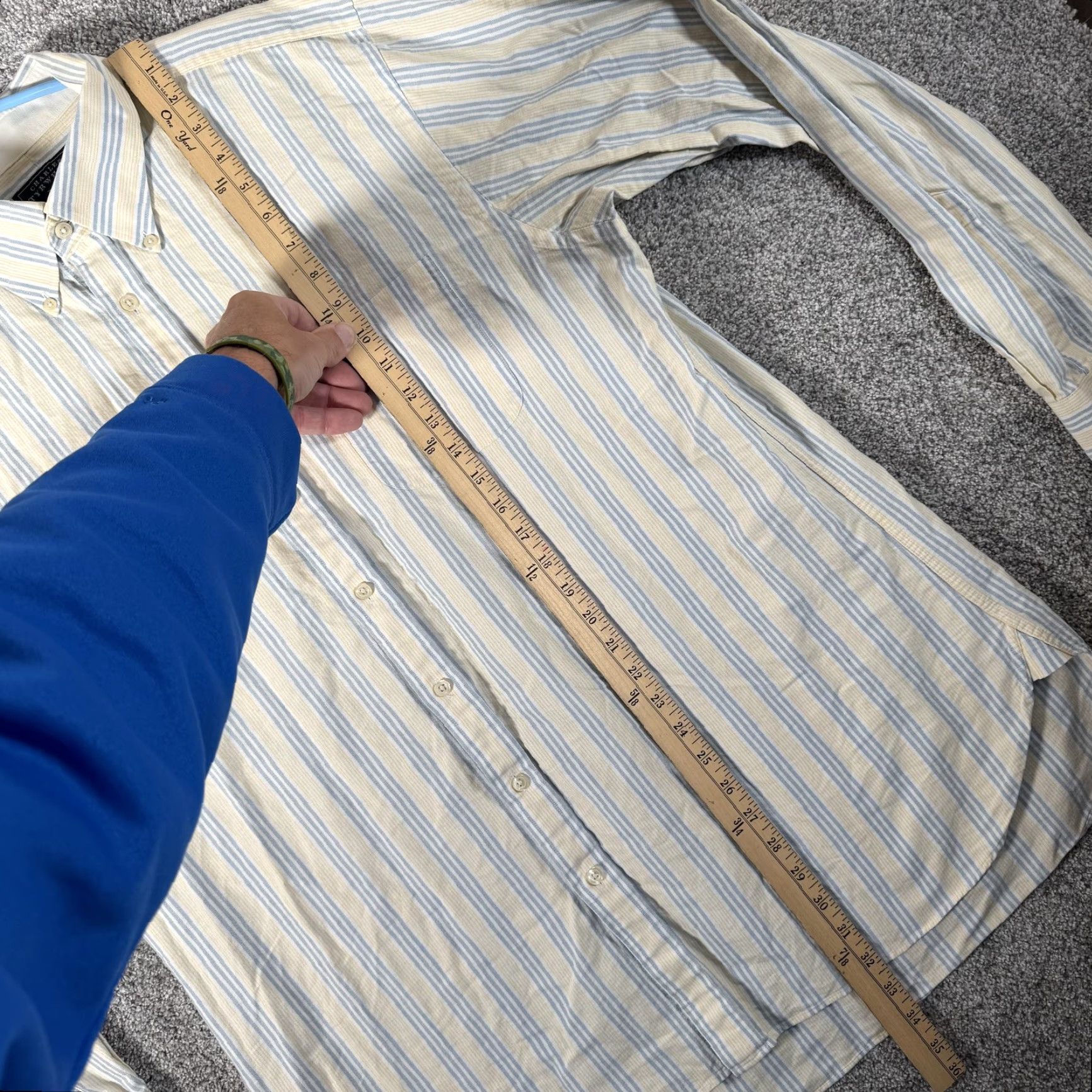 Charles Tyrwhitt Charles Tyrwhitt Shirt XL Multicolor Striped Oxford Weave Button-Down Mens Long Sleeve Size US XL / EU 56 / 4 - 2 Thumbnail