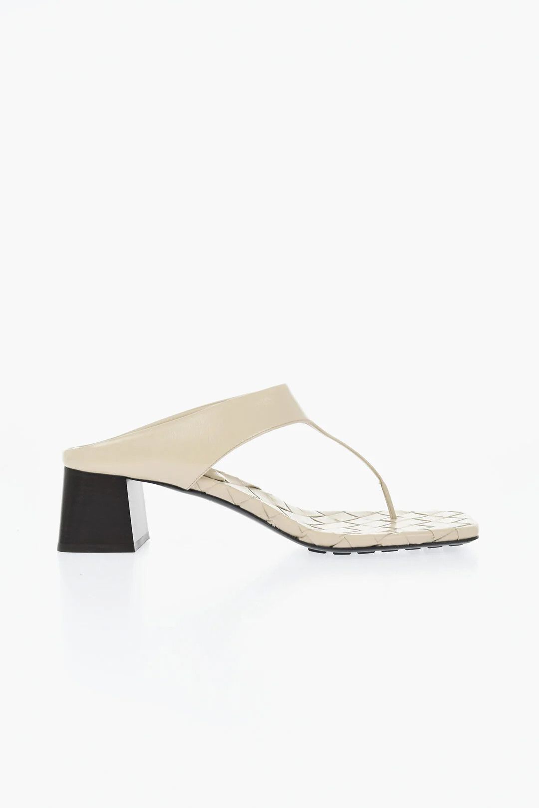 Bottega Veneta og1mm0426 Leather Thong Sandals in Beige Size US 10 / IT 40 - 1 Thumbnail