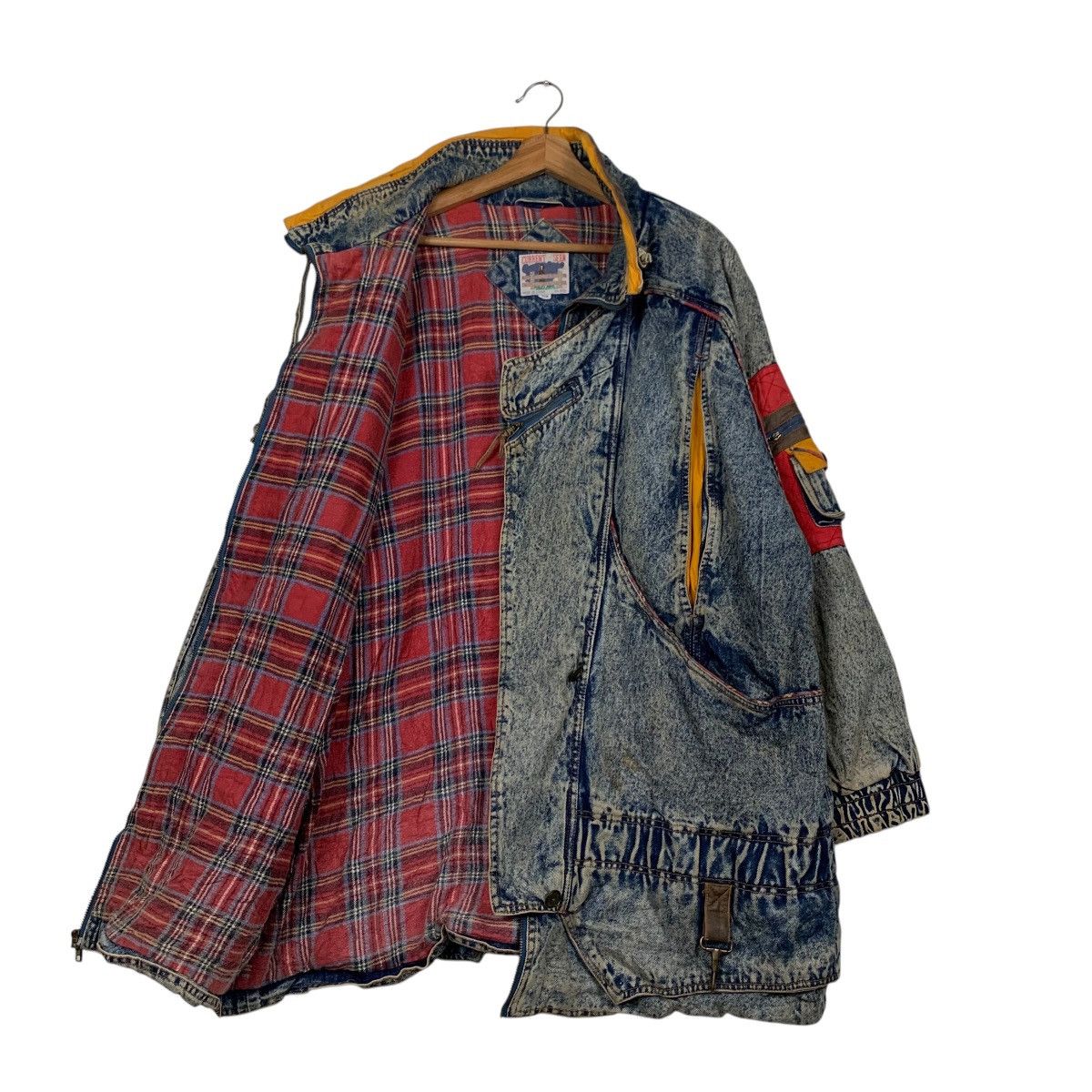 Vintage CURRENT SEEN Tartan Lined Stone Wash Denim Jacket #2175-C96 Size US XXL / EU 58 / 5 - 1 Thumbnail