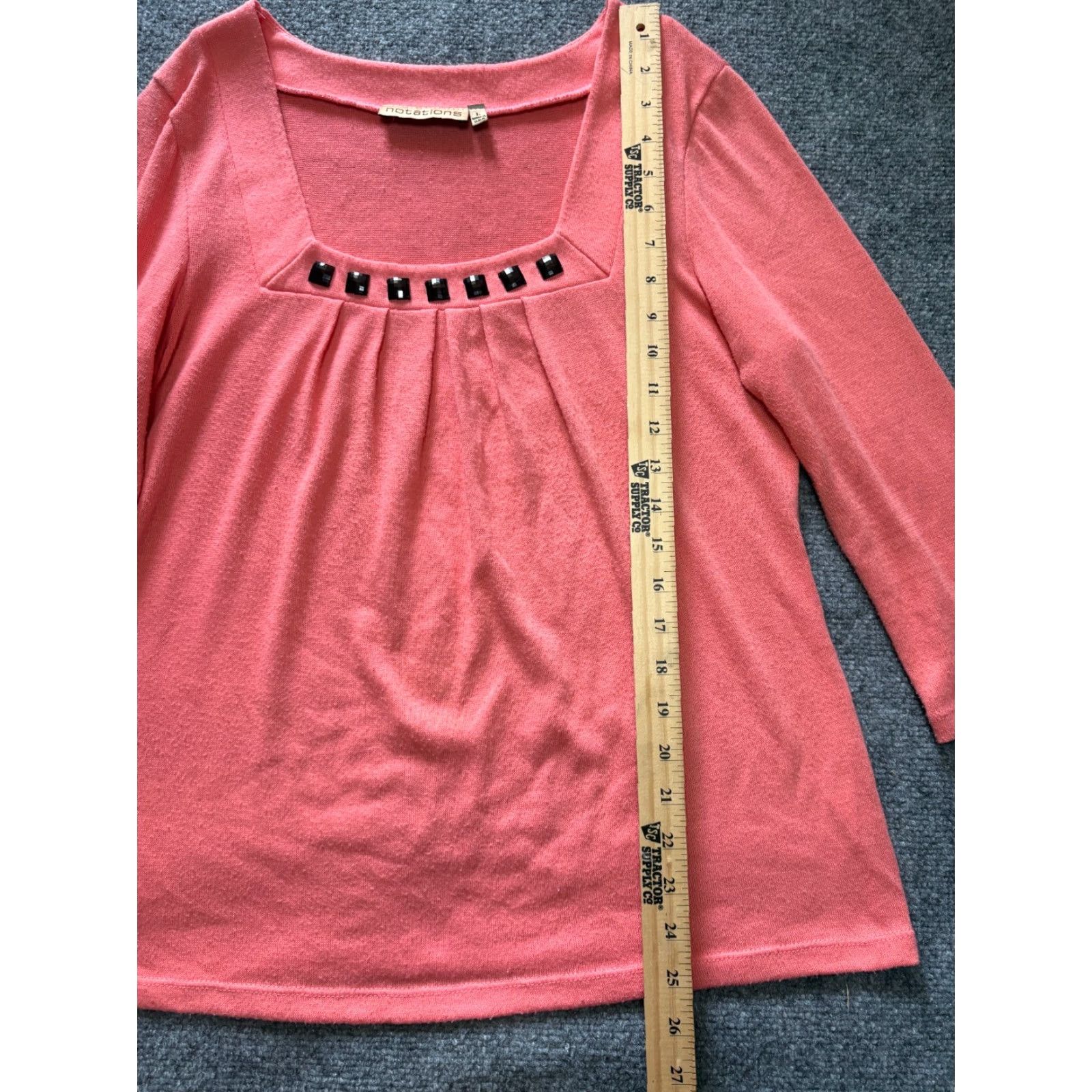 Vintage VINTAGE Notations Sweater Shirt Womens XL Pink Knit Long Sleeve Beaded Blouse Size XL / US 12-14 / IT 48-50 - 2 Thumbnail