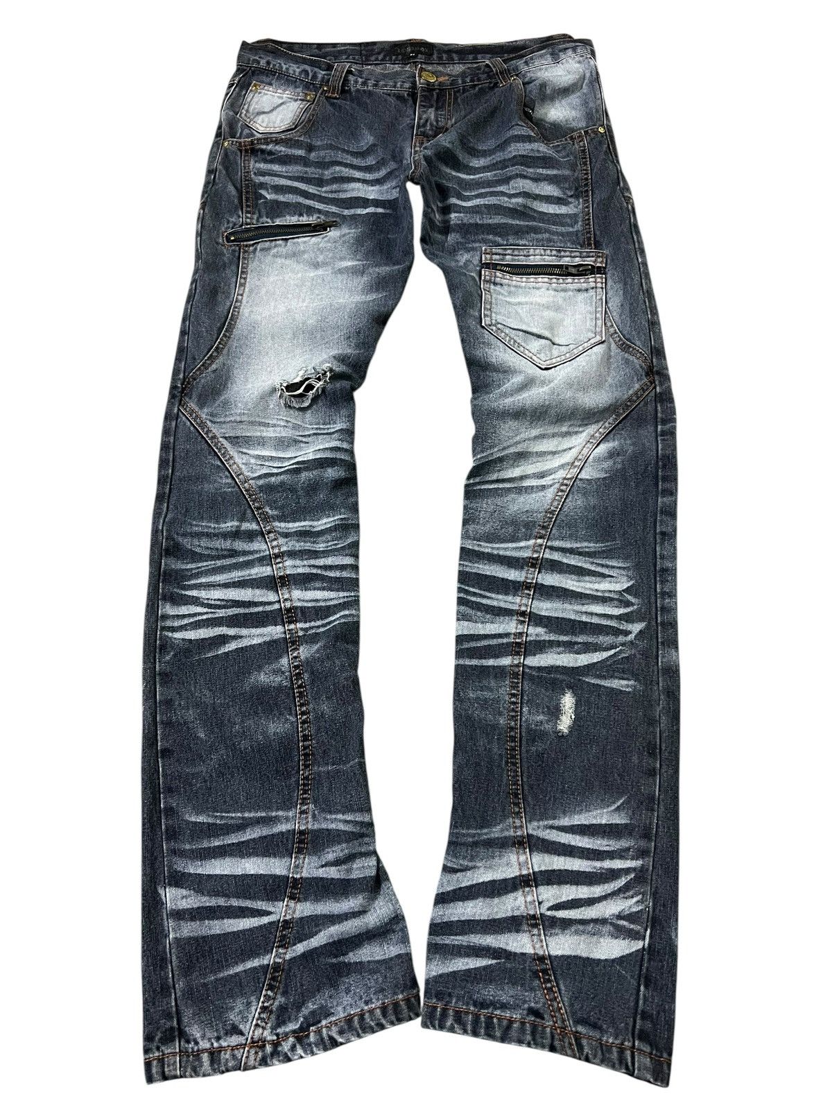 Kapital 💥Flare💥Vintage Lowbox Clawmark Distress Jean Rare Size US 33 - 1 Thumbnail