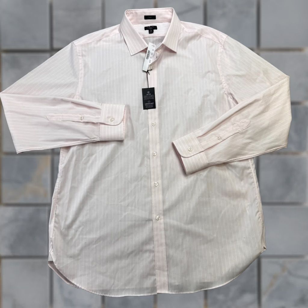J.Crew VINTAGE J Crew Dress Shirt Mens 17.5 Slim Pink Striped Ludlow Button Up Stretch NEW Size 48R - 1 Thumbnail