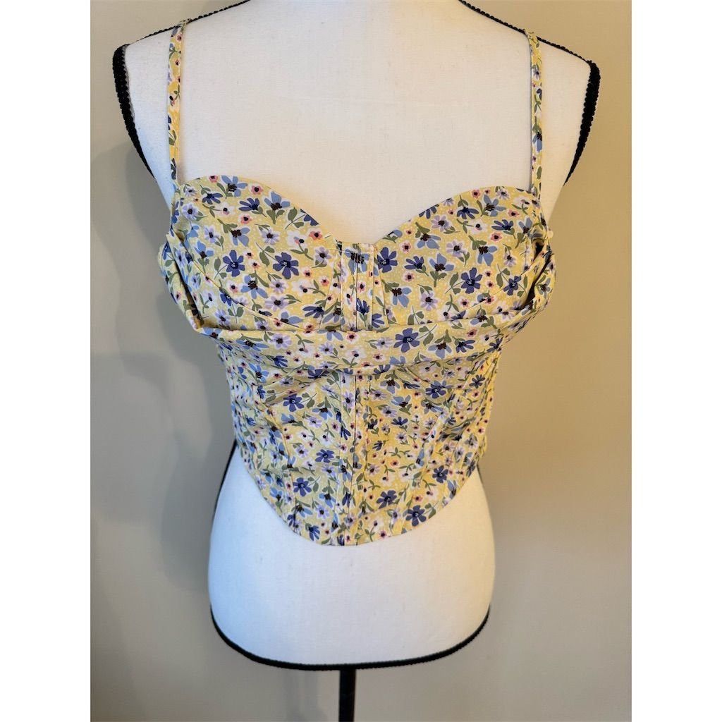 Shein SHEIN Women's M Yellow Floral Boho Ruched Cami Top Sleevele Size M / US 6-8 / IT 42-44 - 2 Thumbnail