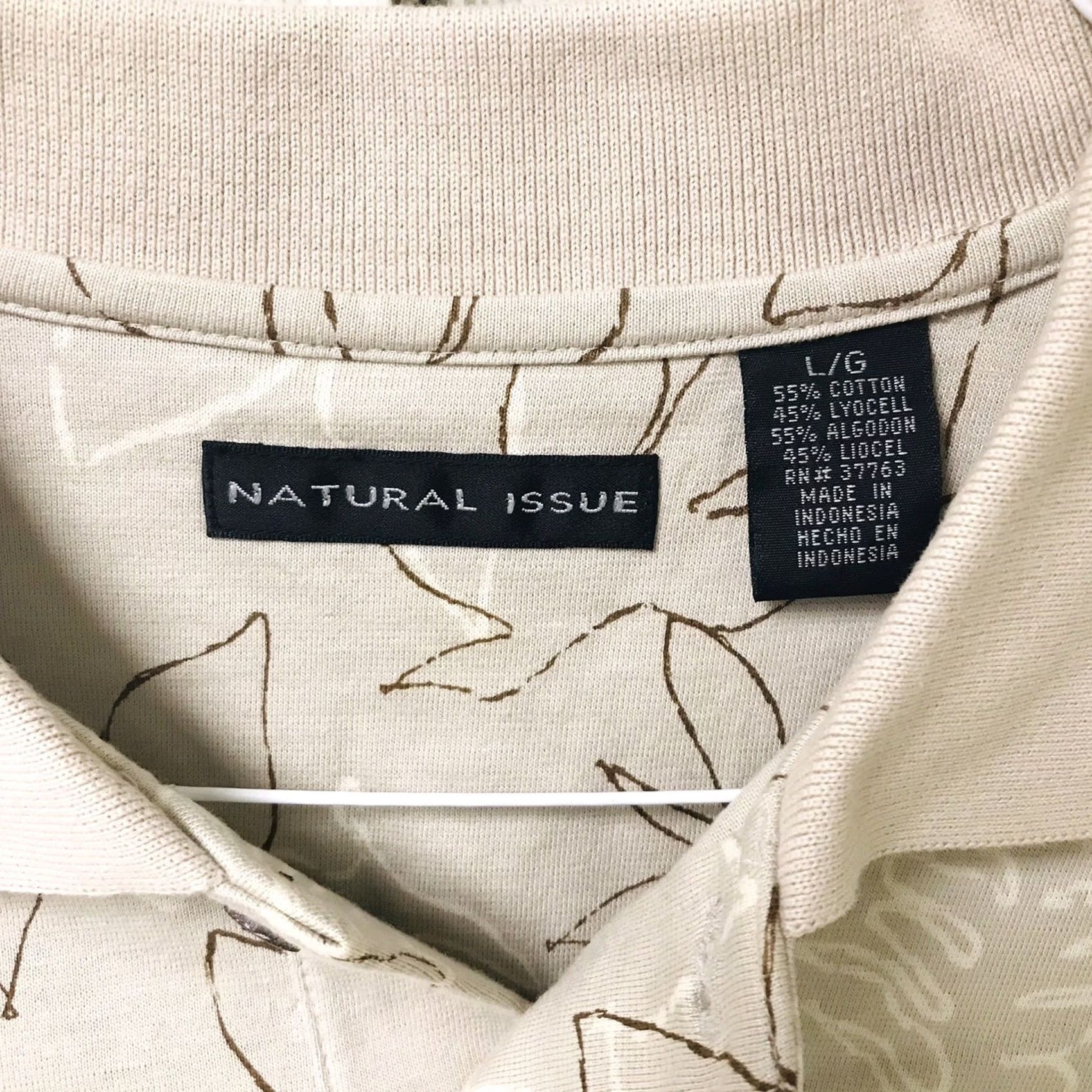 Vintage Natural Issue Men Silver Lining Leaf Flower Floral Tropical Hawaiian Knit Polo Shirt L Size US L / EU 52-54 / 3 - 3 Thumbnail