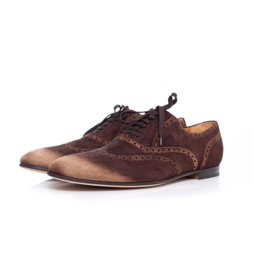 Gucci Gucci Italy Men size 7.5E Brown Suede Wingtip Derby Oxfords Size US 7.5 / EU 40-41 - 14 Thumbnail