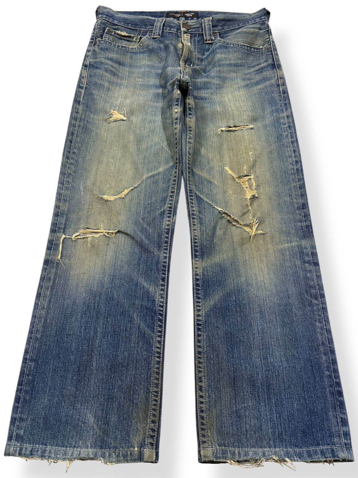 Undercover × Uniqlo Vintage 90s Uniqlo Mud Wash Loose Fit Flare Distressed Jeans Size US 31 - 1 Thumbnail