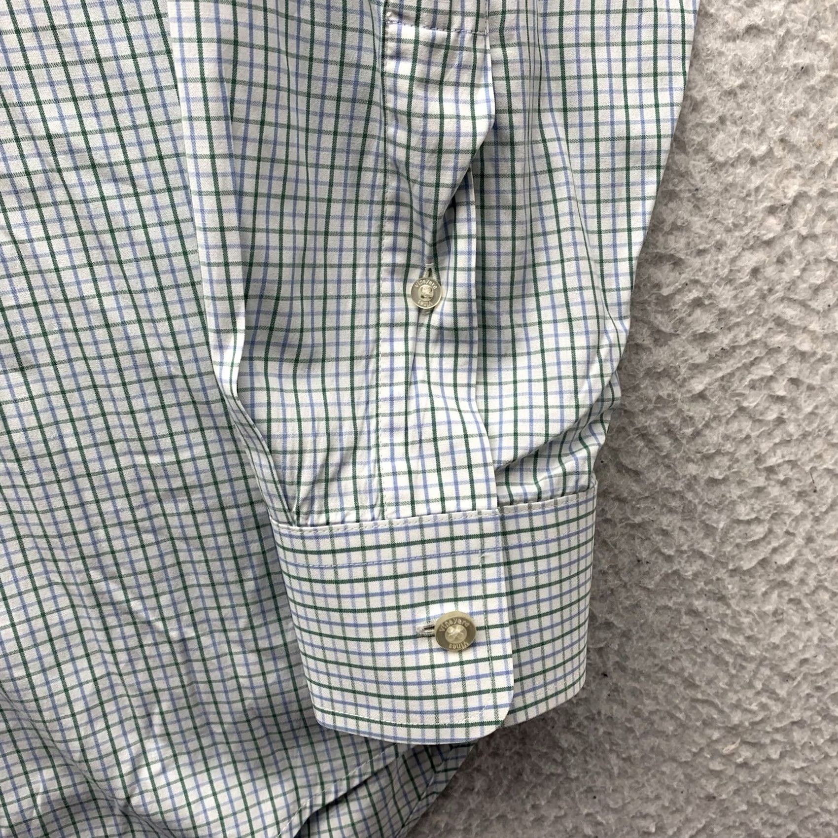 Vineyard Vines Vineyard Vines Shirt Slim Fit Whale Tattersall Green Blue White Mens Medium M Size US M / EU 48-50 / 2 - 3 Thumbnail