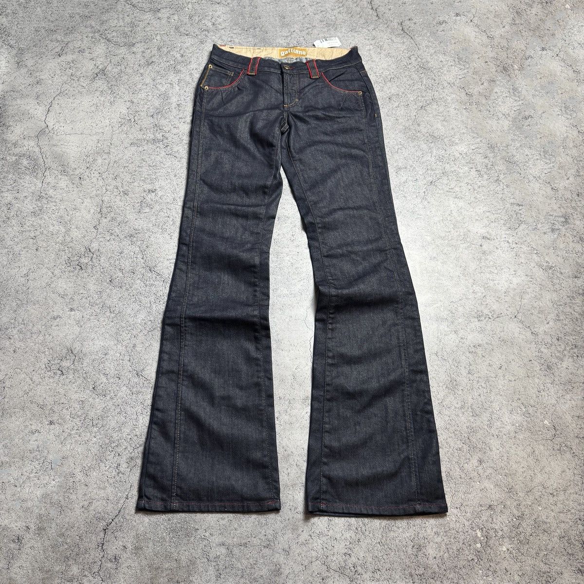 John Galliano NEW Galliano Y2K 00s Flared Jeans Size 28" / US 6 / IT 42 - 2 Thumbnail