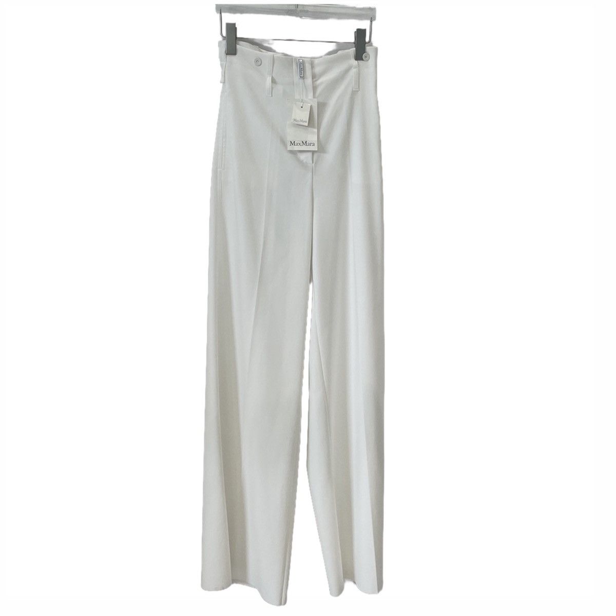 Max Mara Maxmara White Cotton Wide-leg Casual Dress Pants K26WX Size 25" / US 0 / IT 36 - 1 Thumbnail