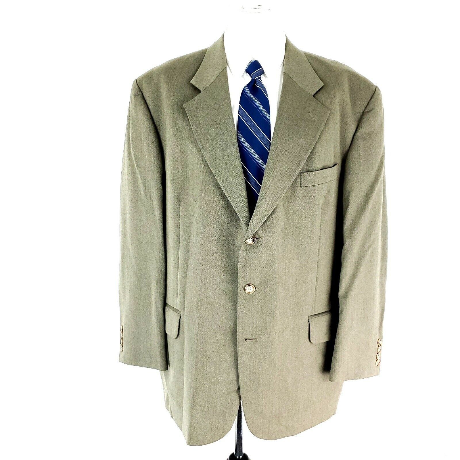 Oscar De La Renta Oscar De La Renta Wool 2 Button Blazer 46R Tan Herringbone S Size 46R - 3 Thumbnail