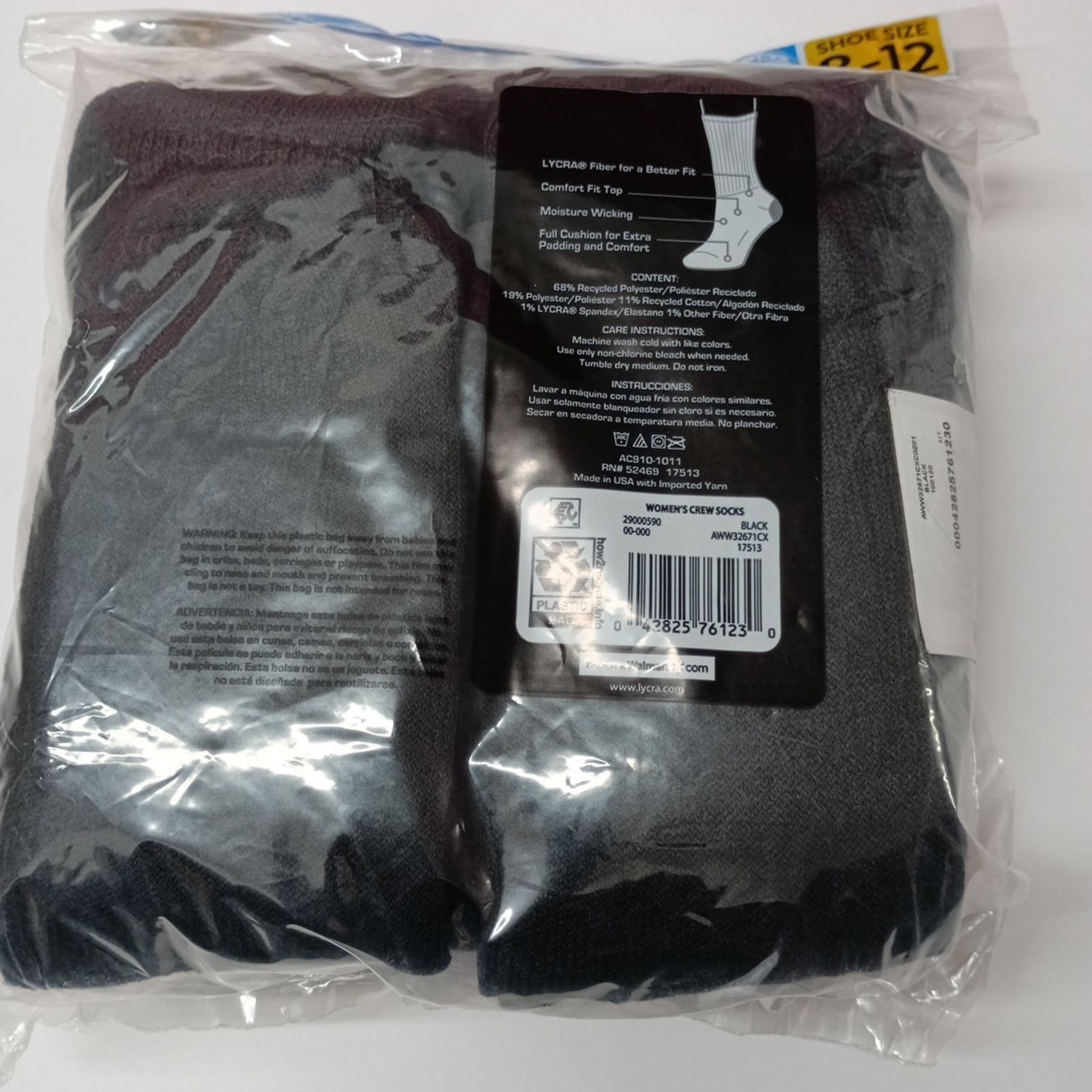 Athletic Works Athletic Works Women's Crew Socks 10 Pairs Shoe Size 8-12 Size ONE SIZE - 4 Thumbnail