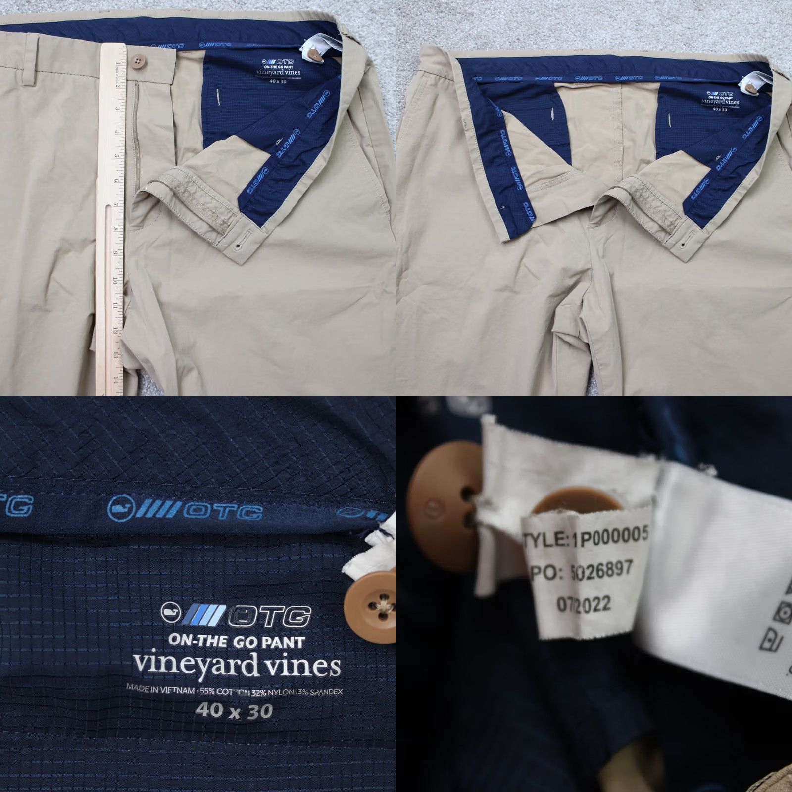 Vineyard Vines Vineyard Vines OTG Pants Mens 30x32 Beige Performance Straight Fit Size US 40 / EU 56 - 8 Thumbnail