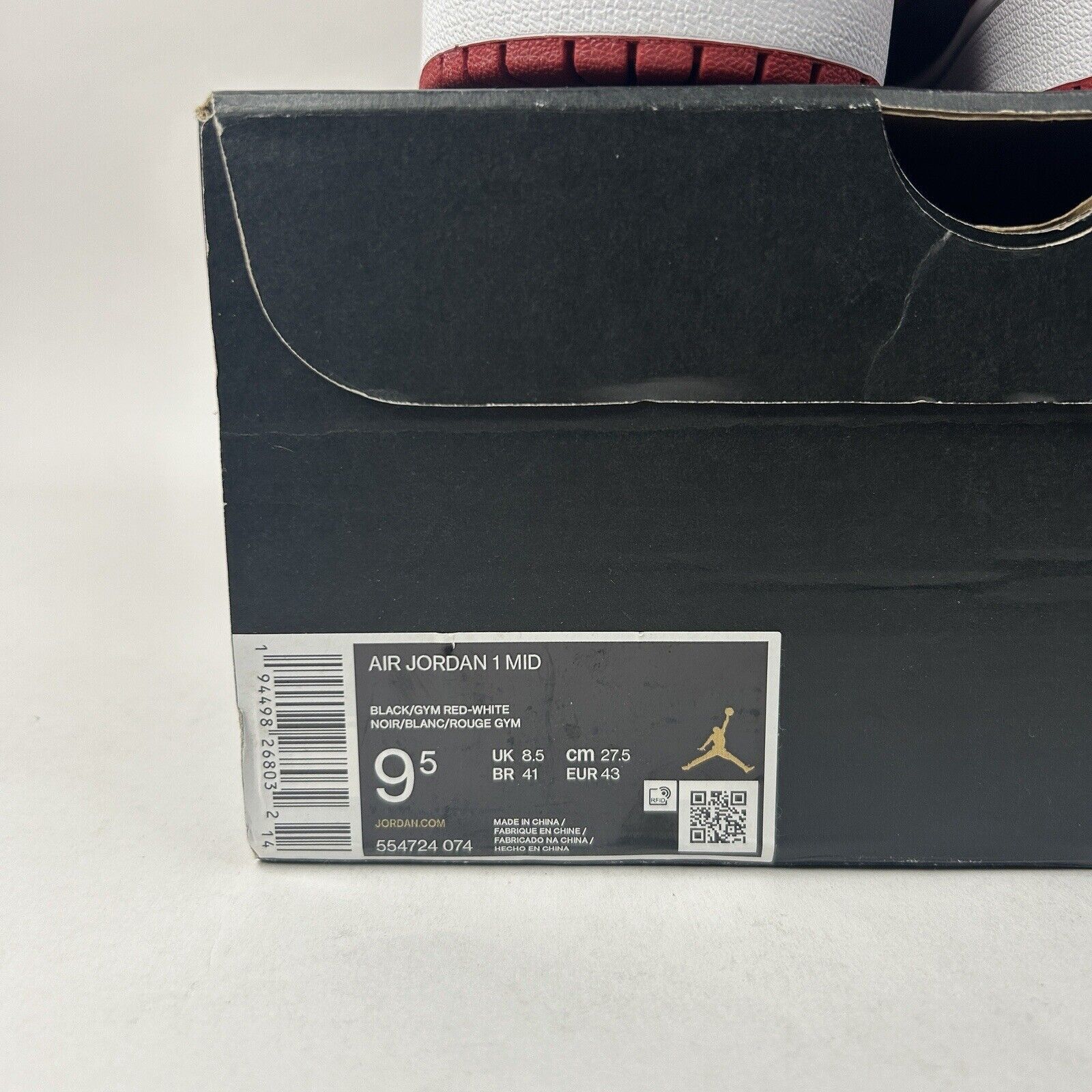 Nike Nike Air Jordan 1 Mid Retro “Banned/Bred” 2024 Size US 9.5 / EU 42-43 - 5 Thumbnail