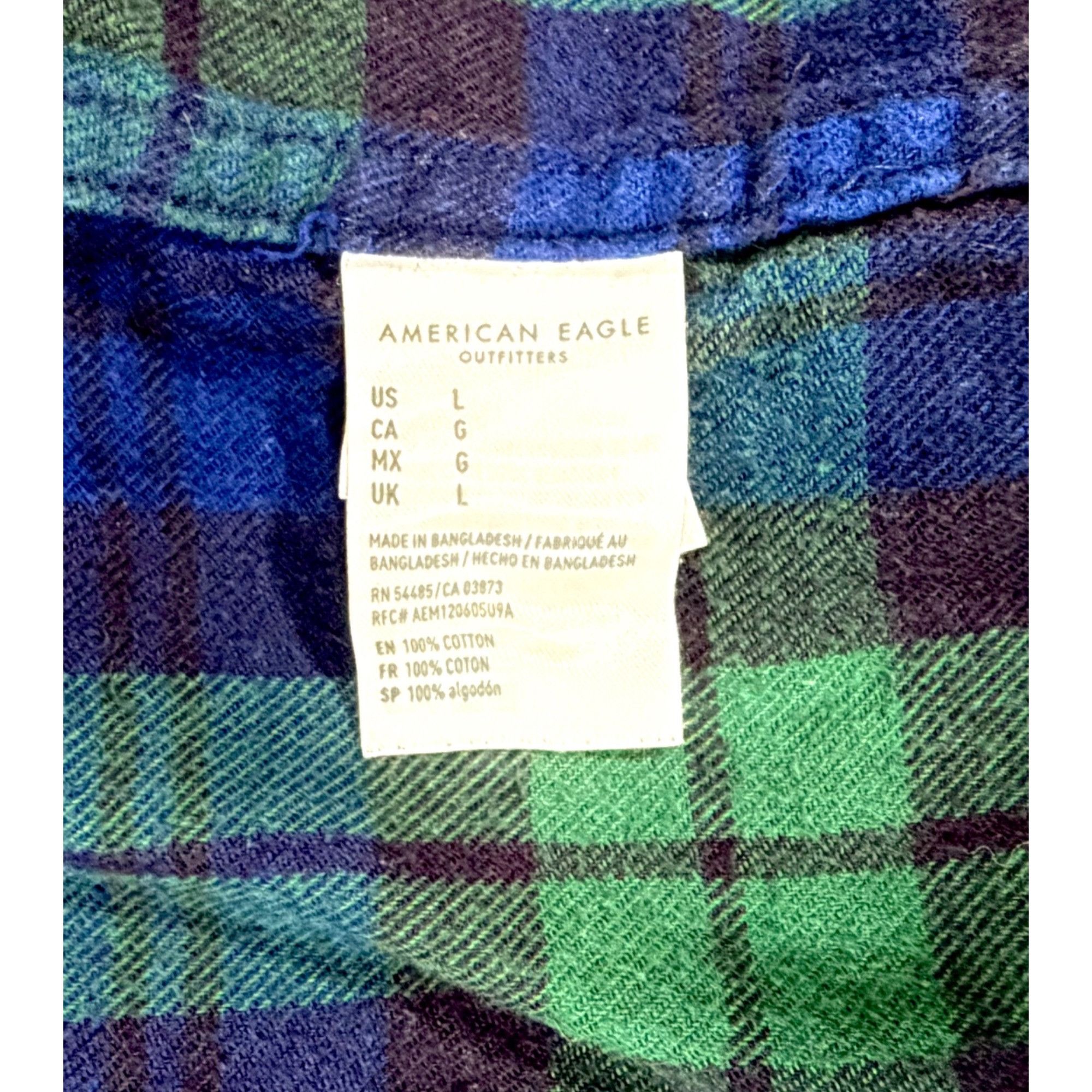 American Eagle Outfitters American Eagle Plaid Flannel Shirt Mens Large Blue Green Y2K Size US L / EU 52-54 / 3 - 4 Thumbnail