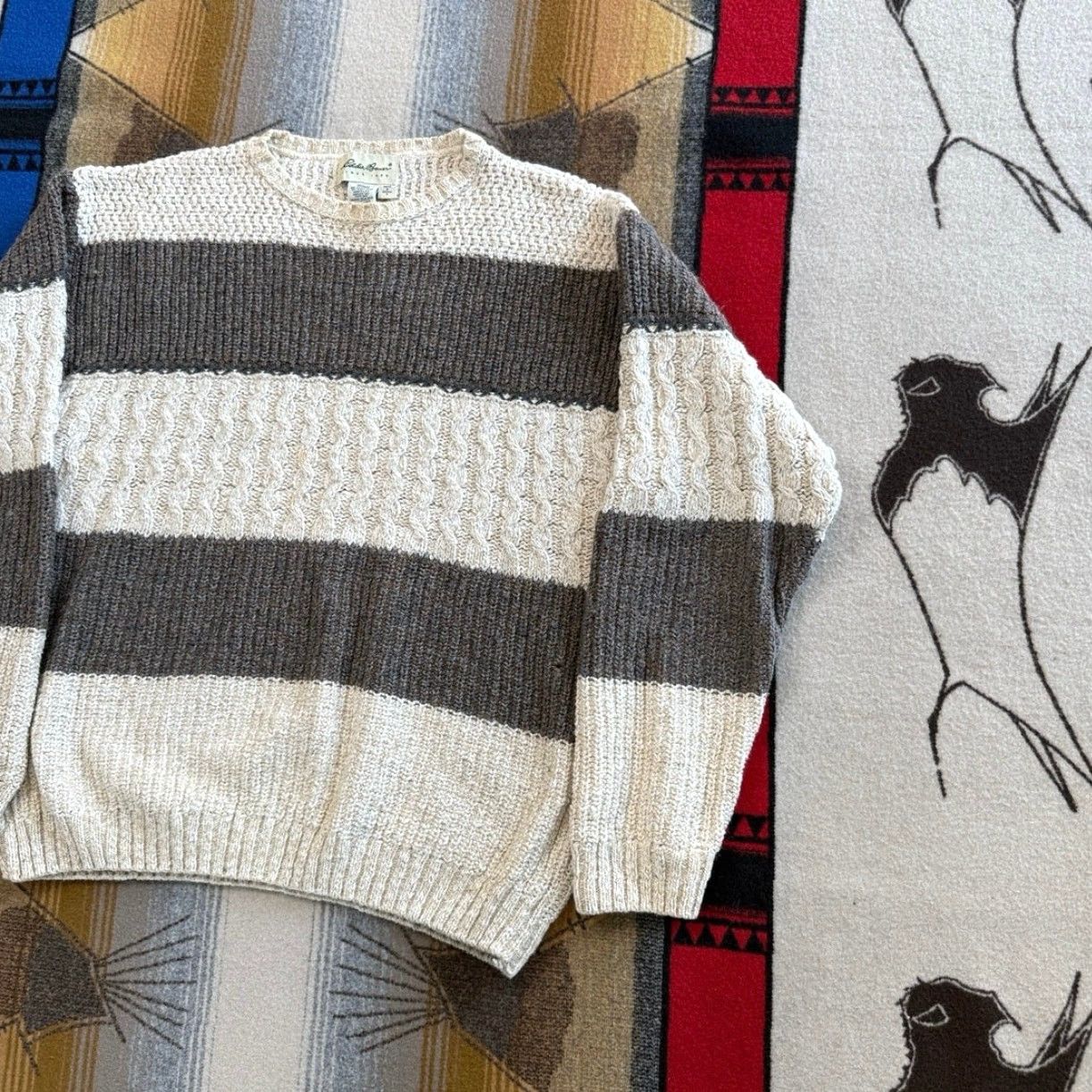 Eddie Bauer VINTAGE Eddie Bauer Pullover Knit Sweater Men’s Size S Beige Striped 90s Fisherman Casual Size US S / EU 44-46 / 1 - 4 Thumbnail