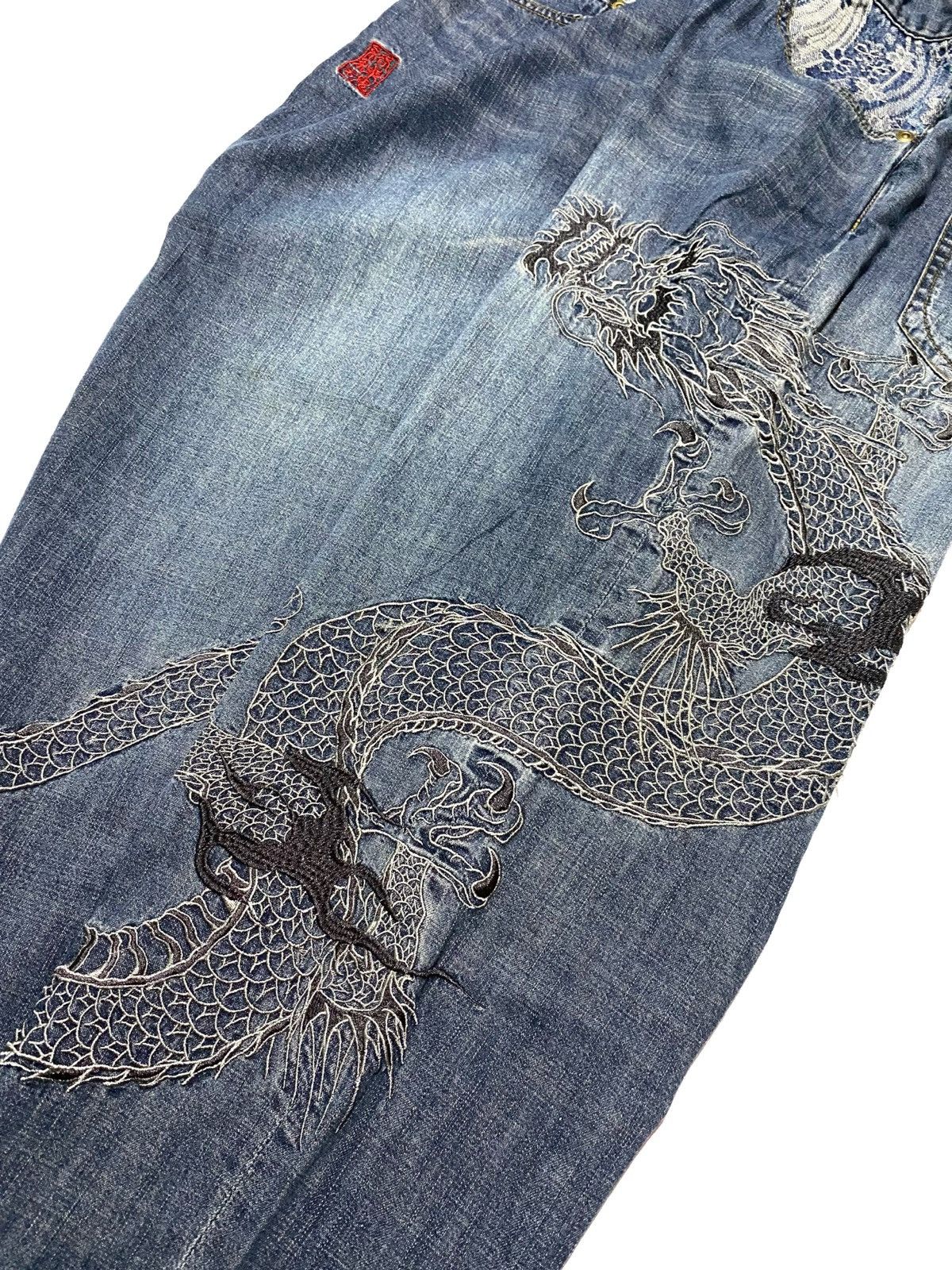 Japanese Brand VINTAGE KARAKURI TAMASHII DRAGON DENIM PANTS Size US 36 / EU 52 - 2 Thumbnail