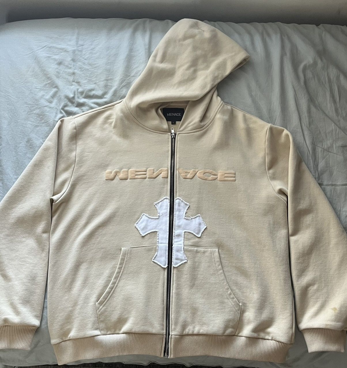 Menace Menace Cream Cross Heavyweight Zip Up Size L Size US L / EU 52-54 / 3 - 1 Thumbnail