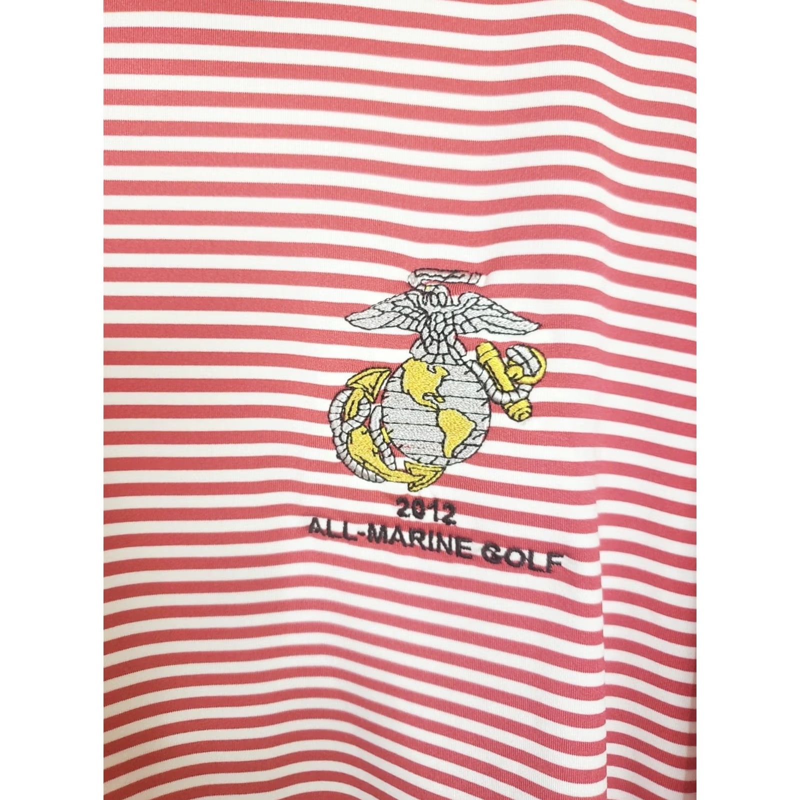 Footjoy FootJoy Polo Shirt Men's L Multicolor Striped USMC Logo Performance Stretch Breathable Moisture Wicking Golf Tee Polo Shirt Size US L / EU 52-54 / 3 - 4 Thumbnail