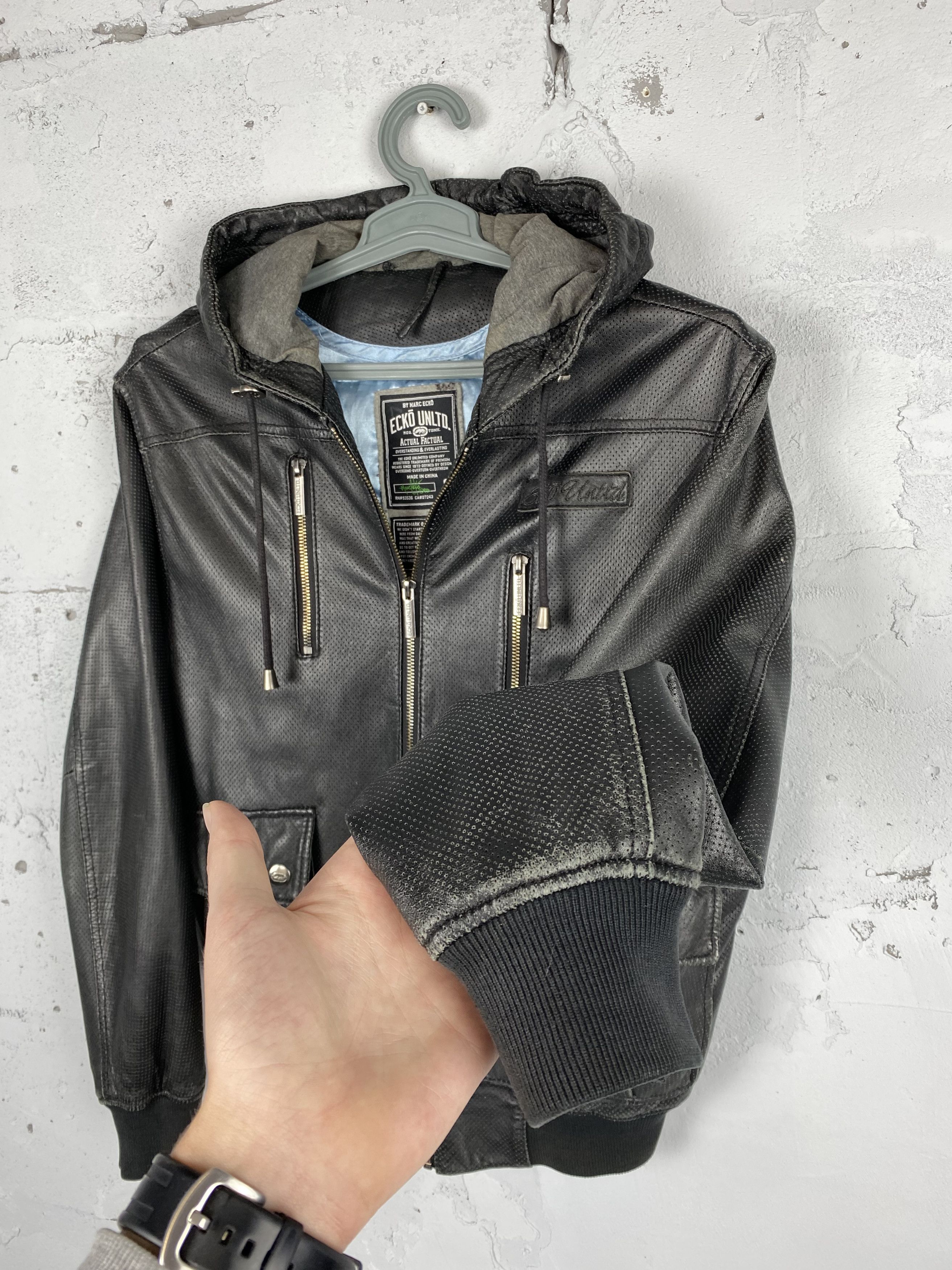 Ecko Unltd. Vintage Ecko Unltd Y2K Leather jacket rap hooded Size US S / EU 44-46 / 1 - 8 Thumbnail