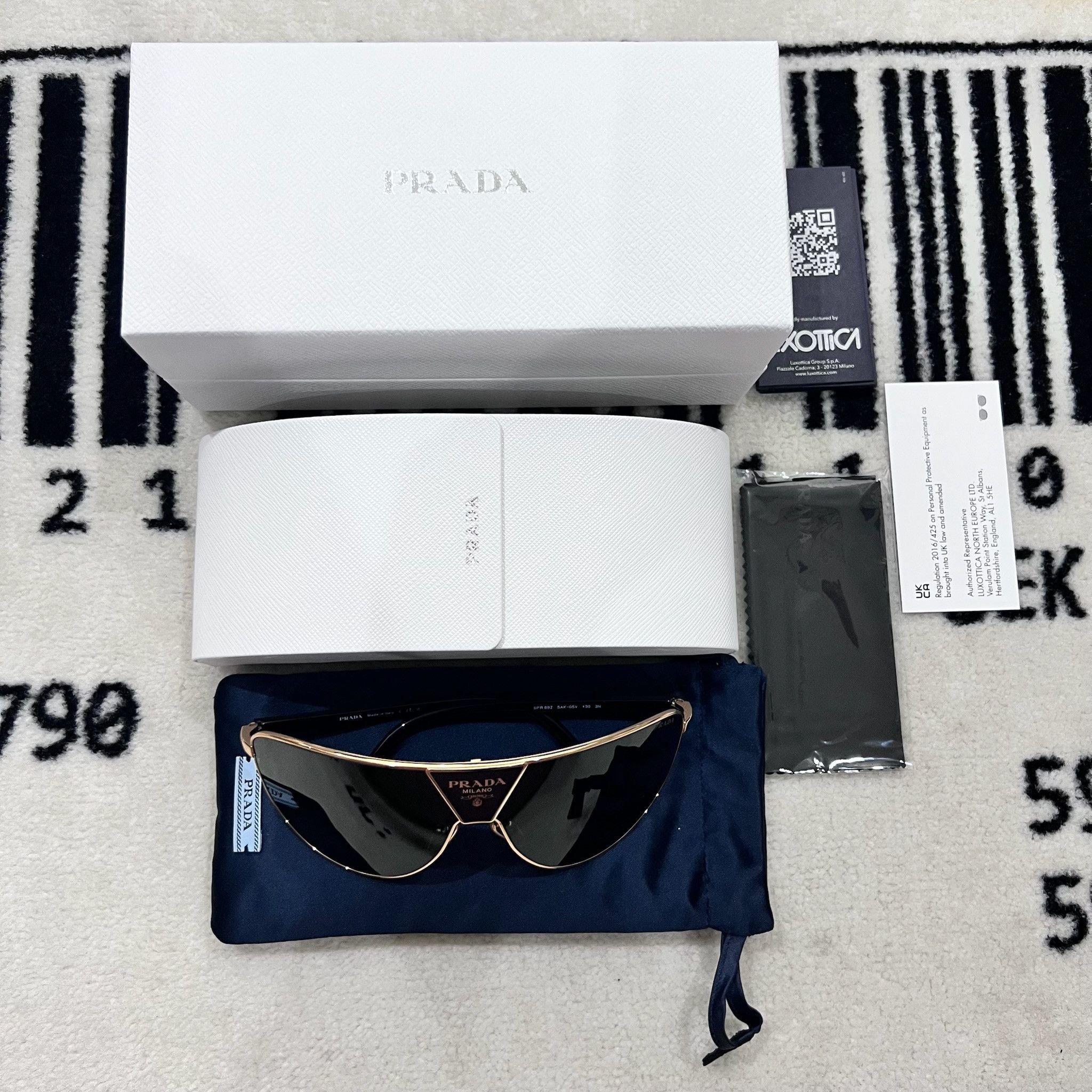 Prada Prada 0PR 69ZS Logo Shield Wrap Mask Runway Sunglasses Size ONE SIZE - 2 Thumbnail