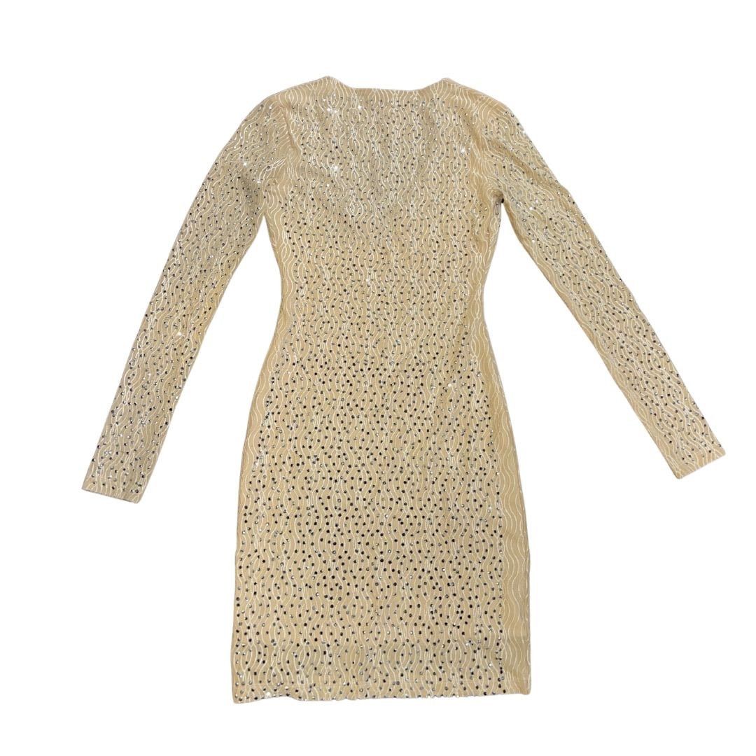 Other B. Darlin Nude Sequin Rhinestone Bodycon V-Neck Dress SZ 3/4 Size S / US 4 / IT 40 - 2 Thumbnail