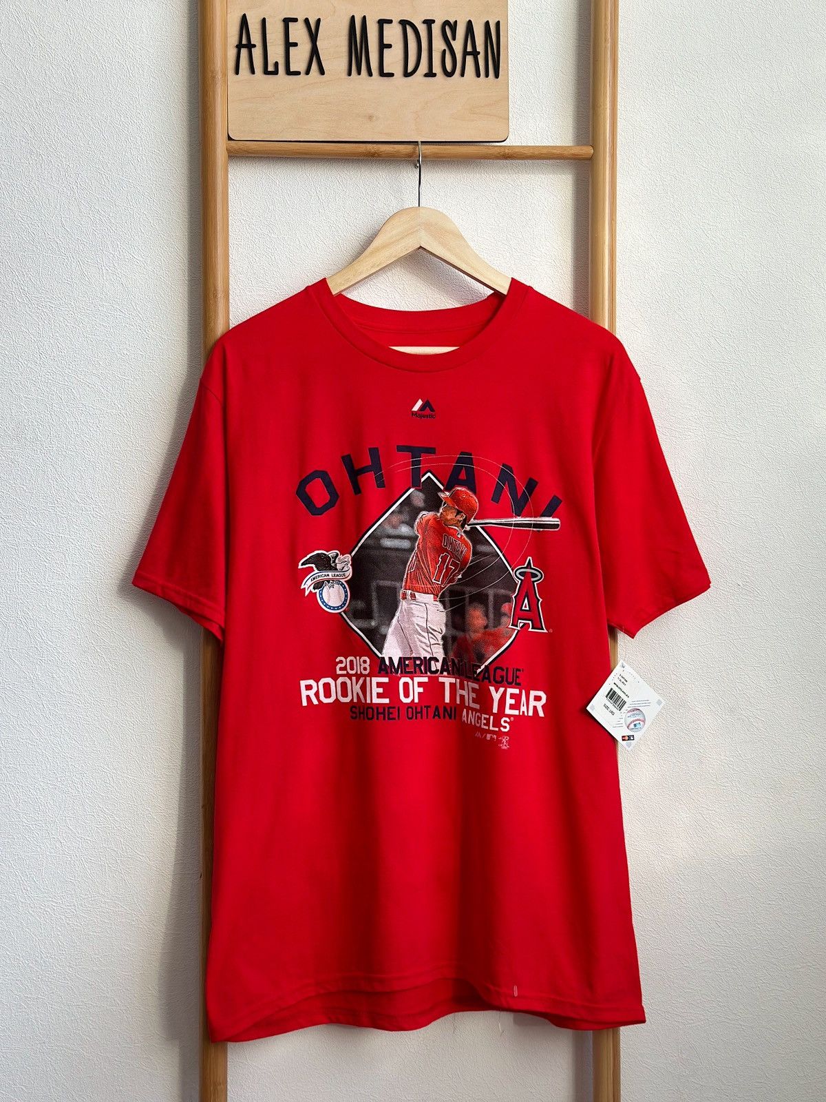 MLB × Majestic × Vintage Majestic Red 2018 AL Rookie of the Year Ohtani T-Shirt Size US L / EU 52-54 / 3 - 2 Thumbnail