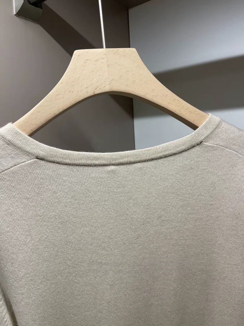Brunello Cucinelli Brunello Cucinelli Beige Beaded V-Neck Cashmere Sweater Size M / US 6-8 / IT 42-44 - 3 Thumbnail