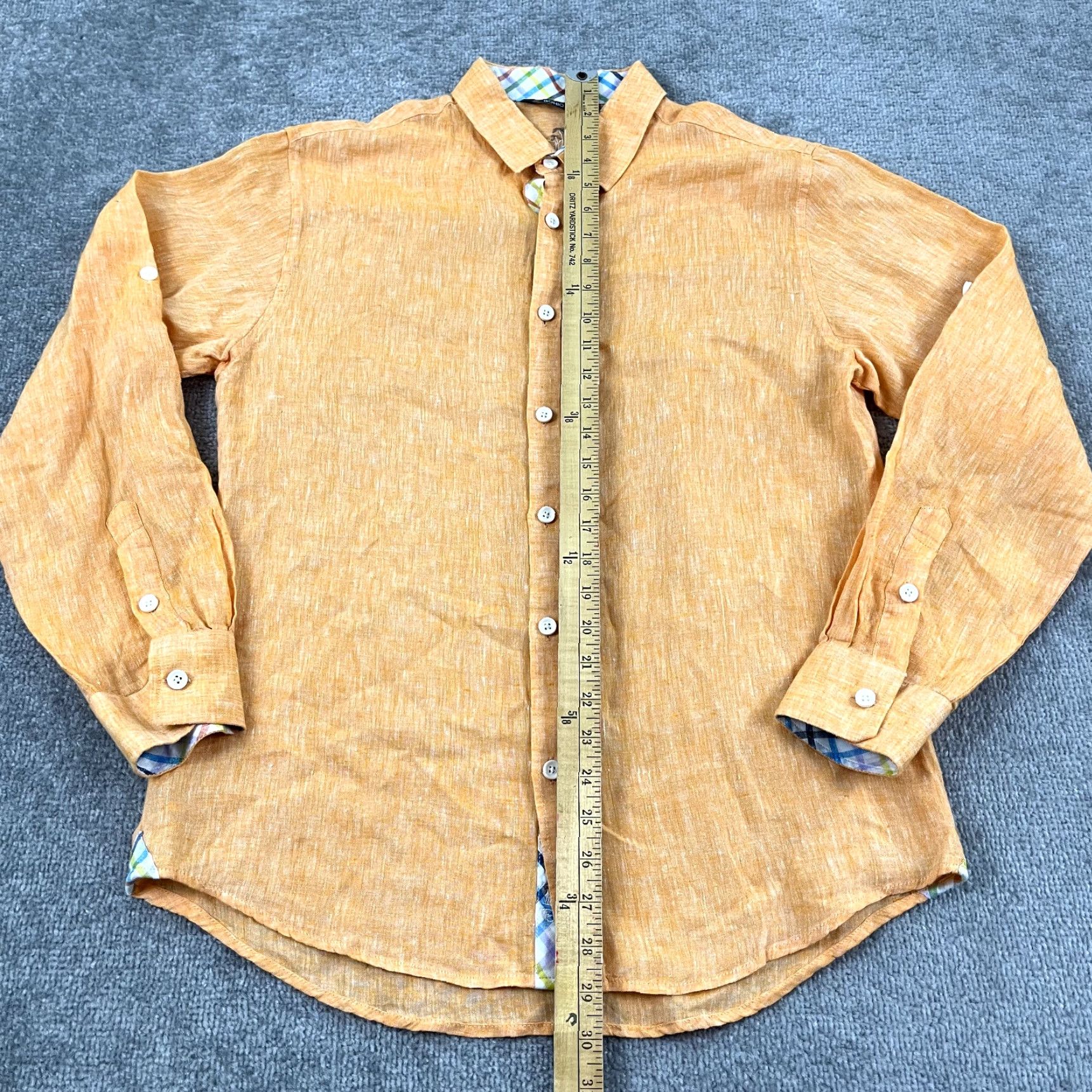 Vintage BOHIO Shirt Men Medium Bright Orange Button Up Long Sleeve Roll Tab Summer Beach Shirt Size US M / EU 48-50 / 2 - 4 Thumbnail