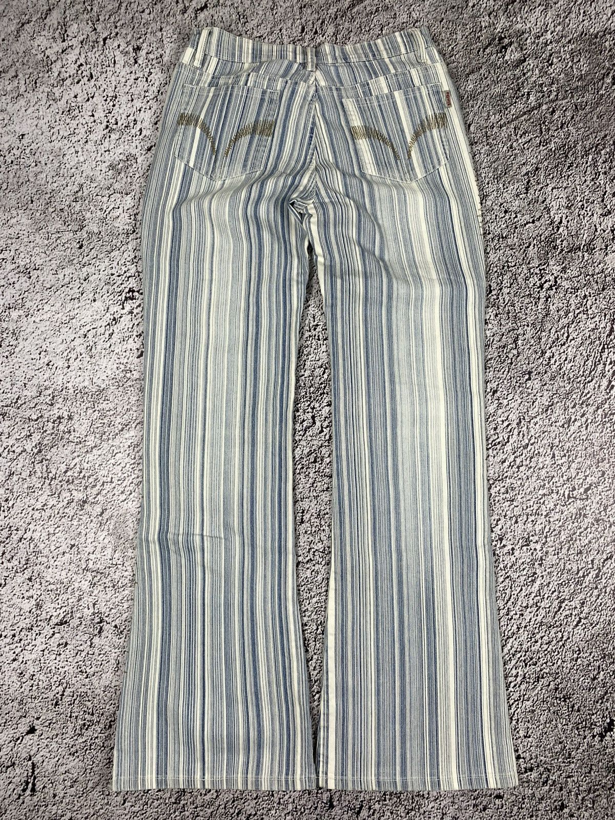 Vintage Vintage Y2K striped flared low rise jeans unisex 00s style Size US 30 / EU 46 - 5 Thumbnail