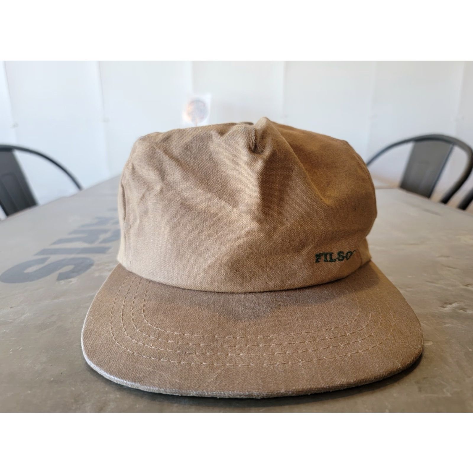 Filson VINTAGE Filson WAXED CANVAS HUNTING HAT WITH LEATHER STRAP Baseball Cap Men Free Brown Skinny Strap Hat Mens Hunter Cap Size ONE SIZE - 2 Thumbnail