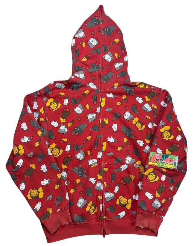 BAPE Kaws Full Zip Hoodie Red