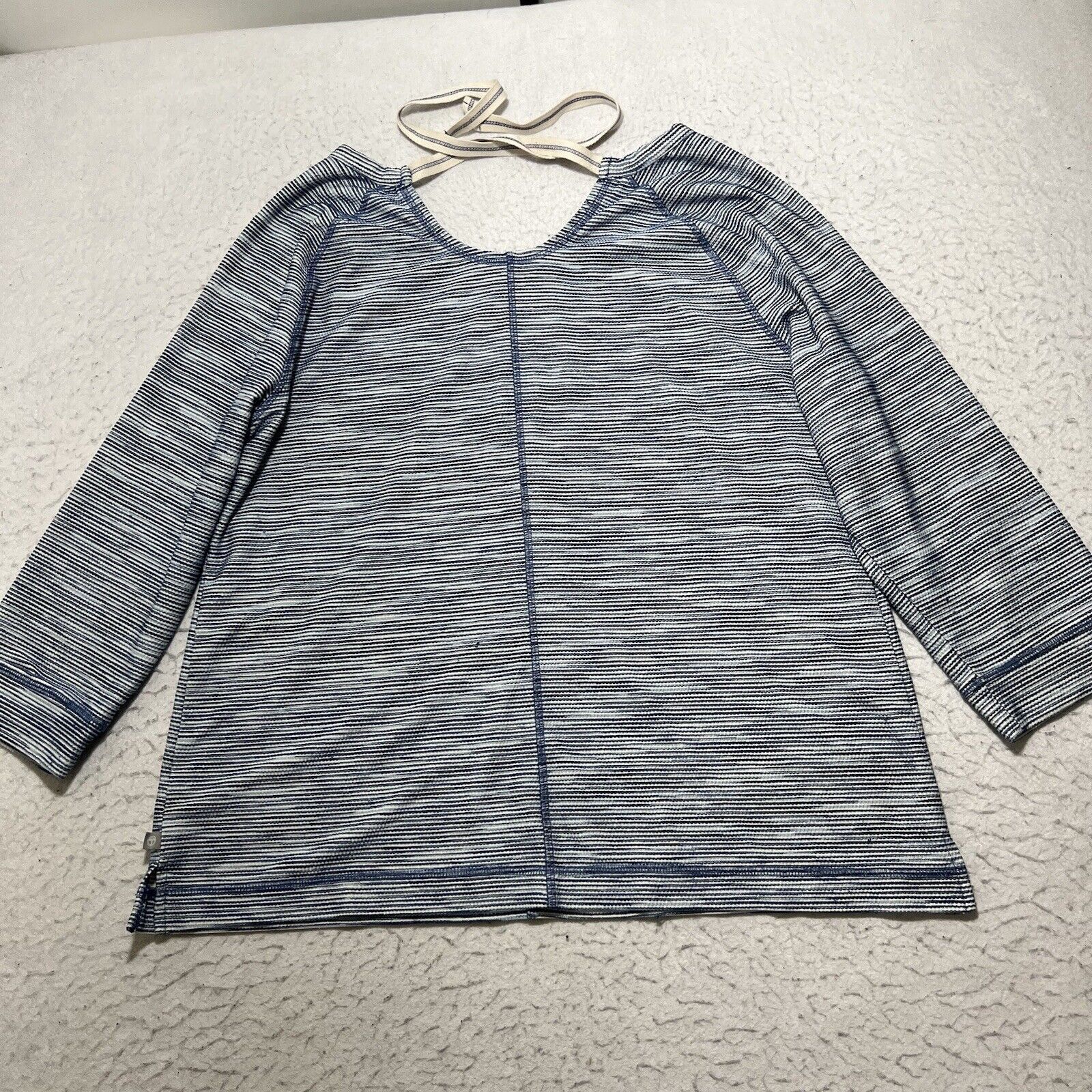 Other Talbots Tie Neck 3/4 Sleeve Pullover Blue Twist Sweater Top Size XL / US 12-14 / IT 48-50 - 10 Thumbnail