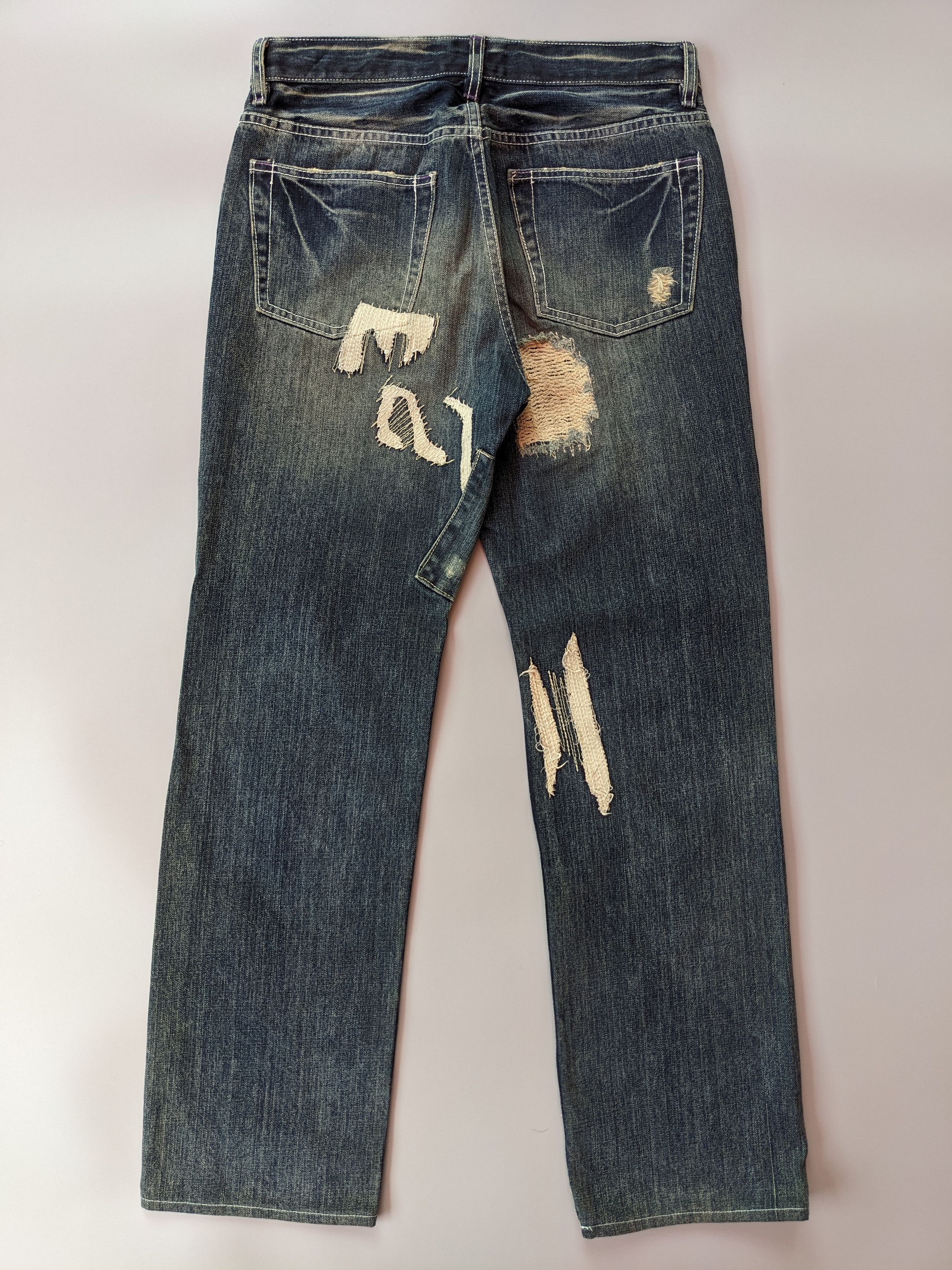 Takeo Kikuchi Takeo Kikuchi patchwork ripped jeans Size US 32 / EU 48 - 2 Thumbnail