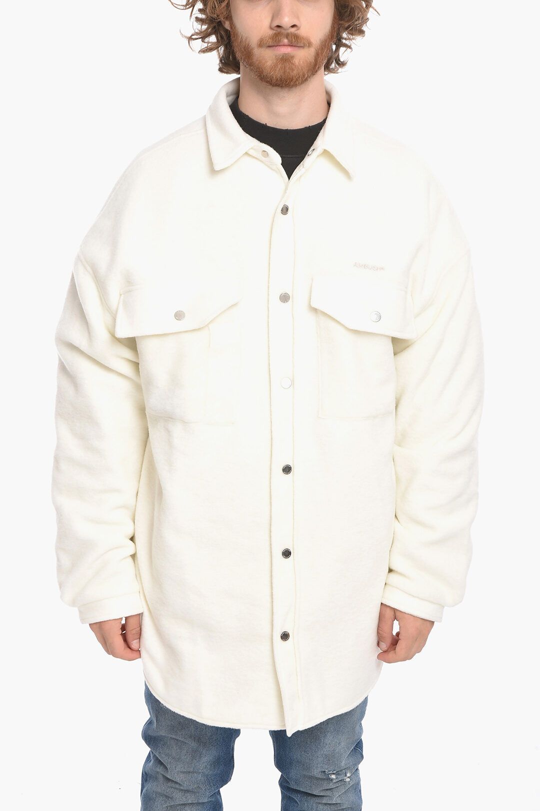 image of Ambush Design Og1Mm1223 Oversize Button Up Shirt In White, Men's (Size Small)
