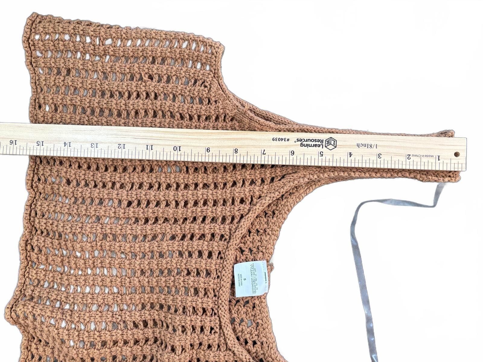 Other Boho Festival Crochet Knit Sleeveless Crop Top Beige. Small Size S / US 4 / IT 40 - 11 Thumbnail