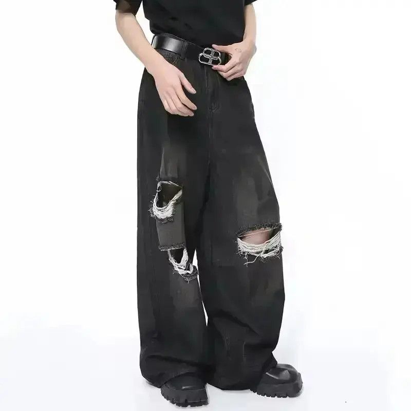 Japanese Brand Straight Vintage Loose Hole Jeans Pants y2k Size US 30 / EU 46 - 1 Thumbnail