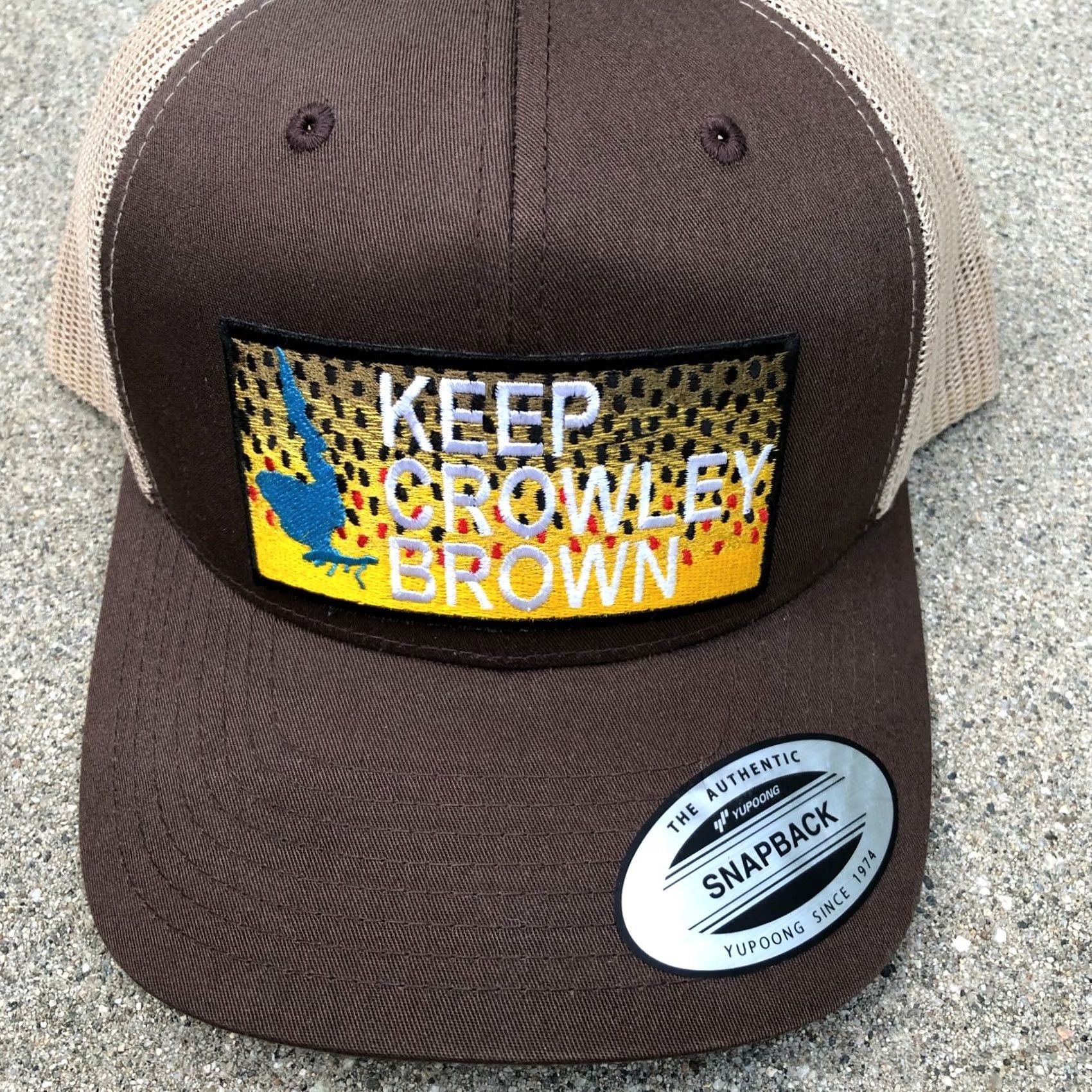 Vintage KEEP CROWLEY BROWN Trucker Hat Men's Snapback Lake California Brown Cap Hat Size ONE SIZE - 2 Thumbnail