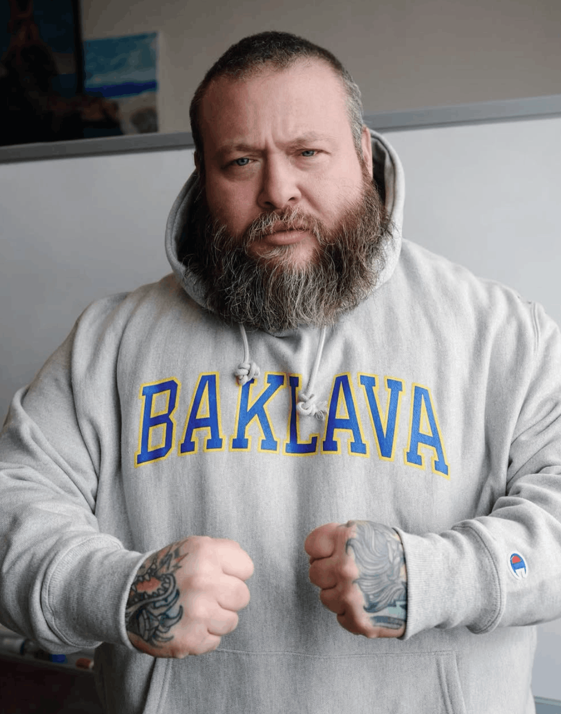 Action Bronson Blue Chips University "BAKLAVA" Champion Reverse Weave Hood Size US L / EU 52-54 / 3 - 1 Thumbnail