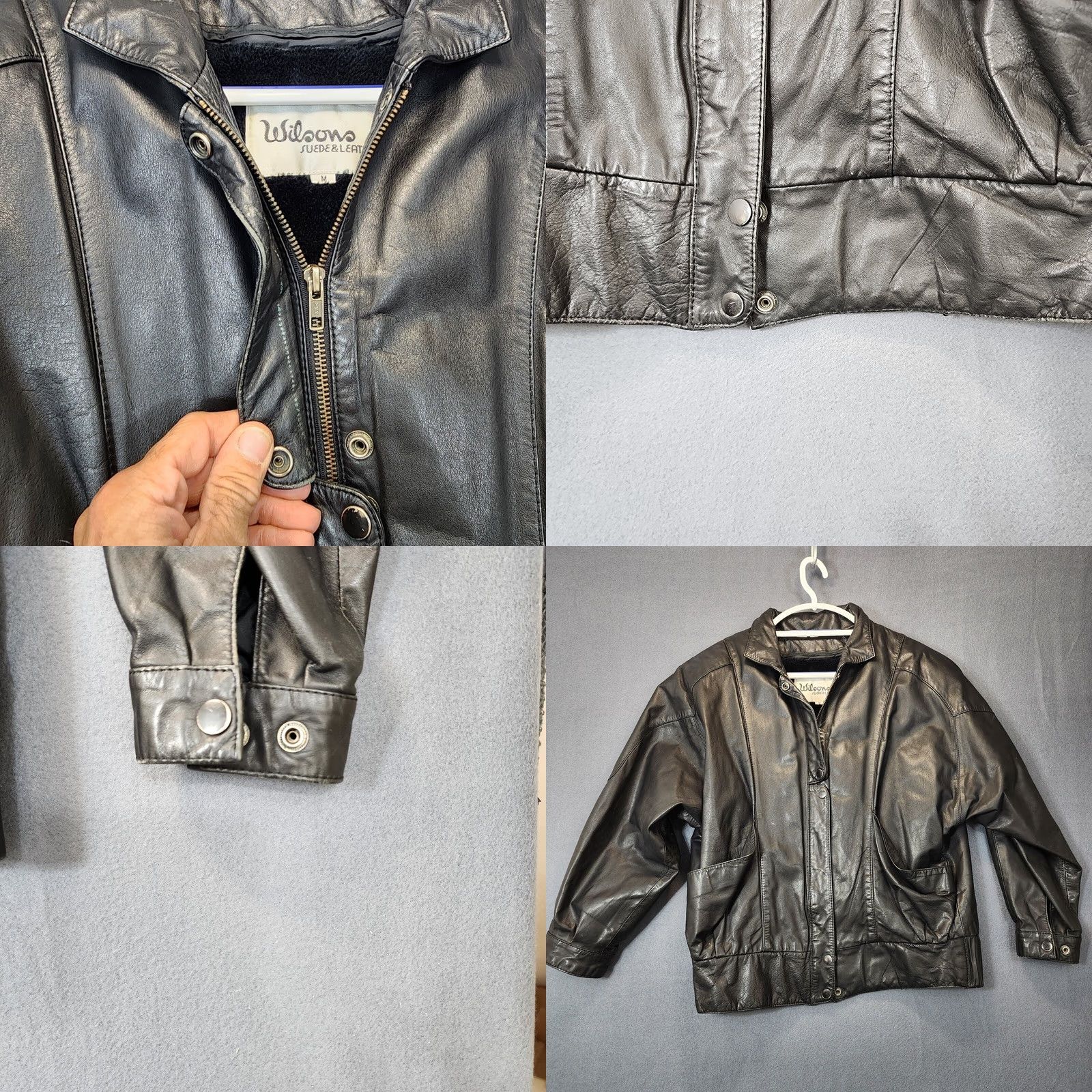 Vintage VINTAGE Wilsons Womens Leather Jacket Black Medium Fleece Lined Biker Moto 80s Size M / US 6-8 / IT 42-44 - 9 Thumbnail