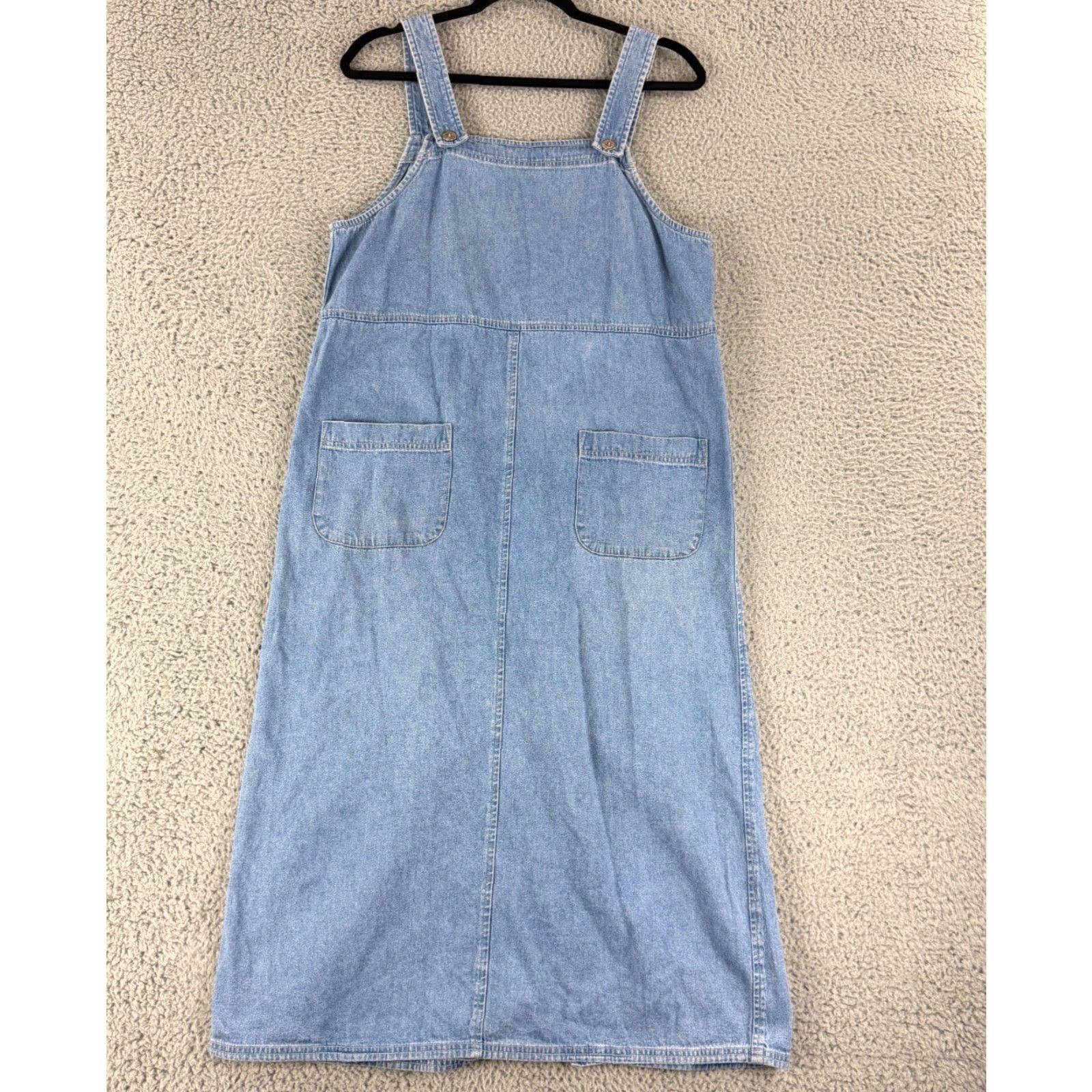 Jantzen VINTAGE Jantzen Denim Overall Dress Womens Small Blue 100% Cotton Midi Sleeveless Square Neck Pockets Casual 90s City Classic College - Womens Size 28" / US 6 / IT 42 - 2 Thumbnail