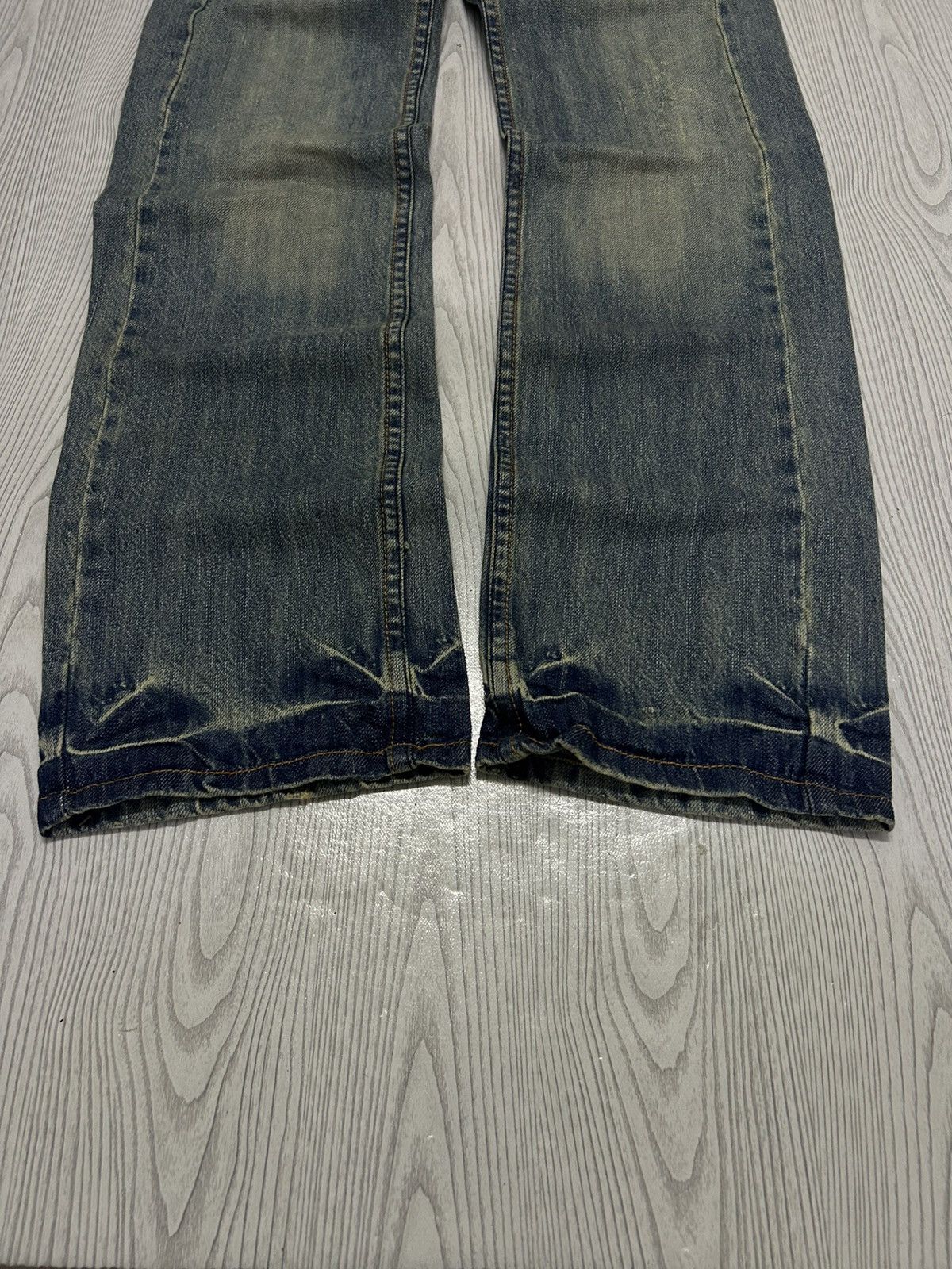 Le Grande Bleu (L.G.B.) Betty Blue Love Denim Fade Washed Patina Heavy Stacked Hem Size US 30 / EU 46 - 3 Thumbnail