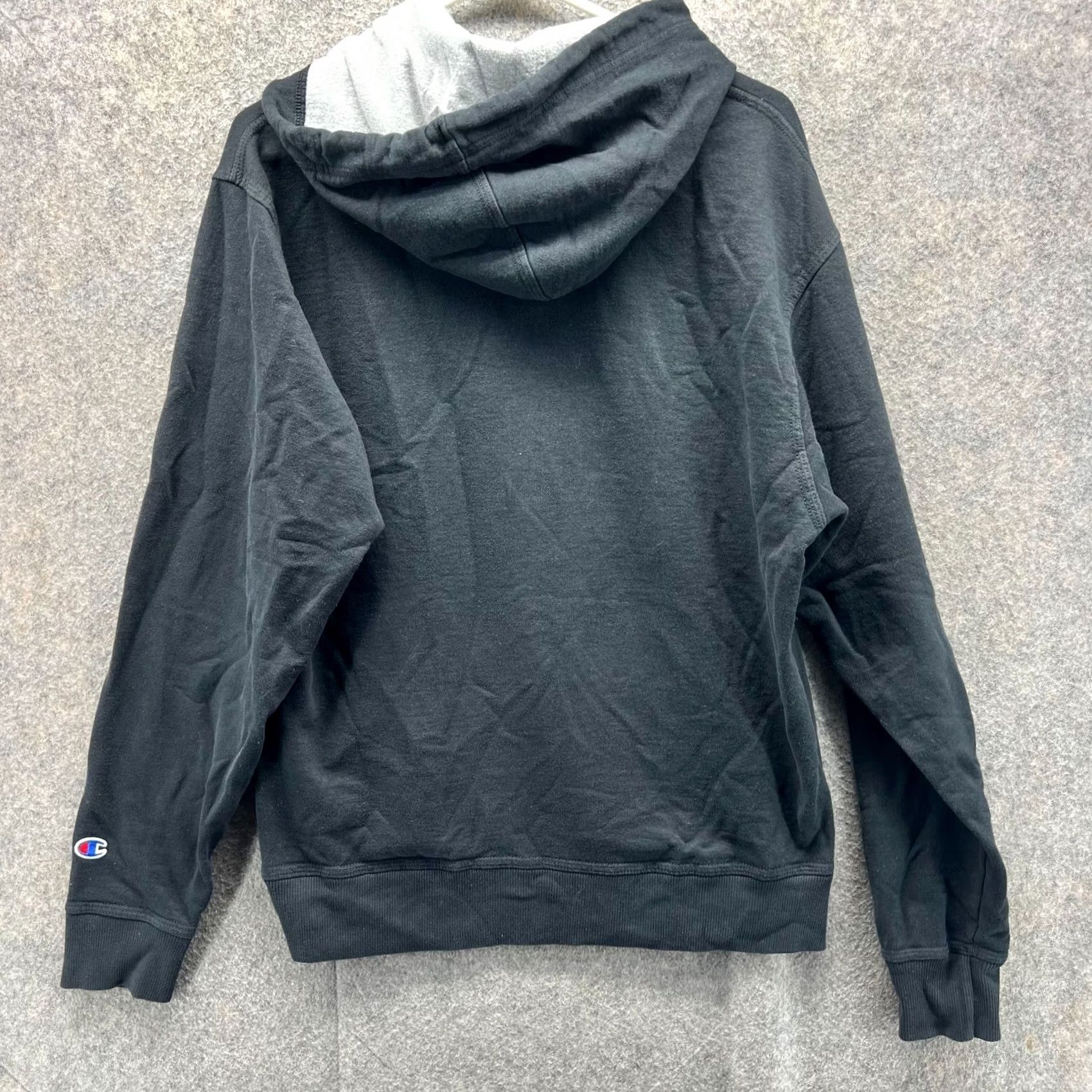 Champion VINTAGE Champion Hoodie Mens M Black Fleece Spell Out Sweater Cotton Y2K Size US M / EU 48-50 / 2 - 2 Thumbnail