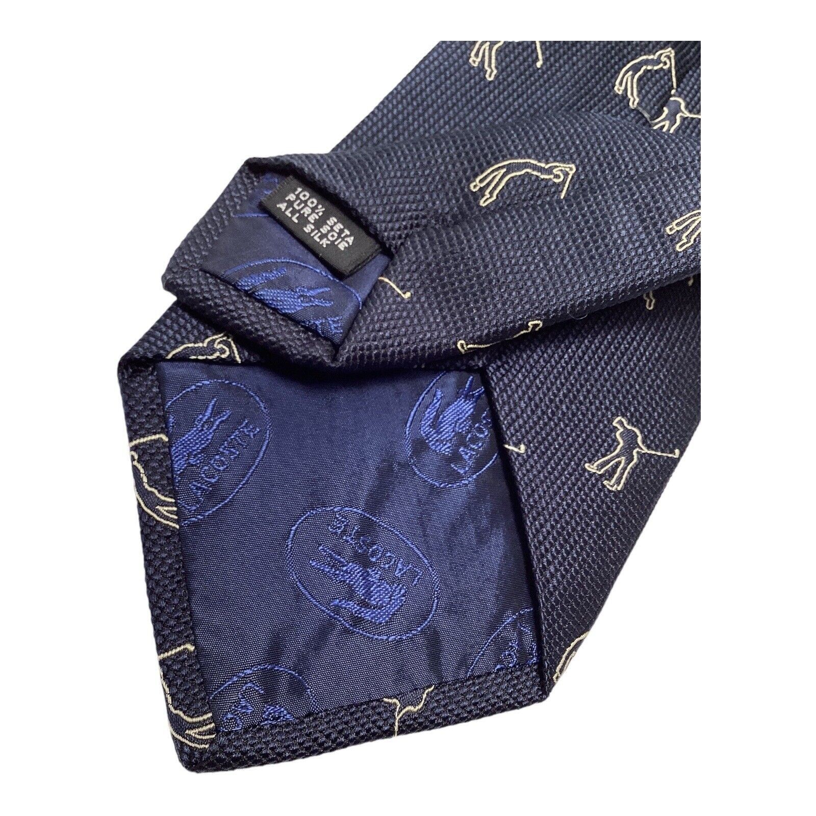 Lacoste LACOSTE Blue Golfer Print Luxury Silk Tie W: 3.5" EX COND Size ONE SIZE - 3 Thumbnail