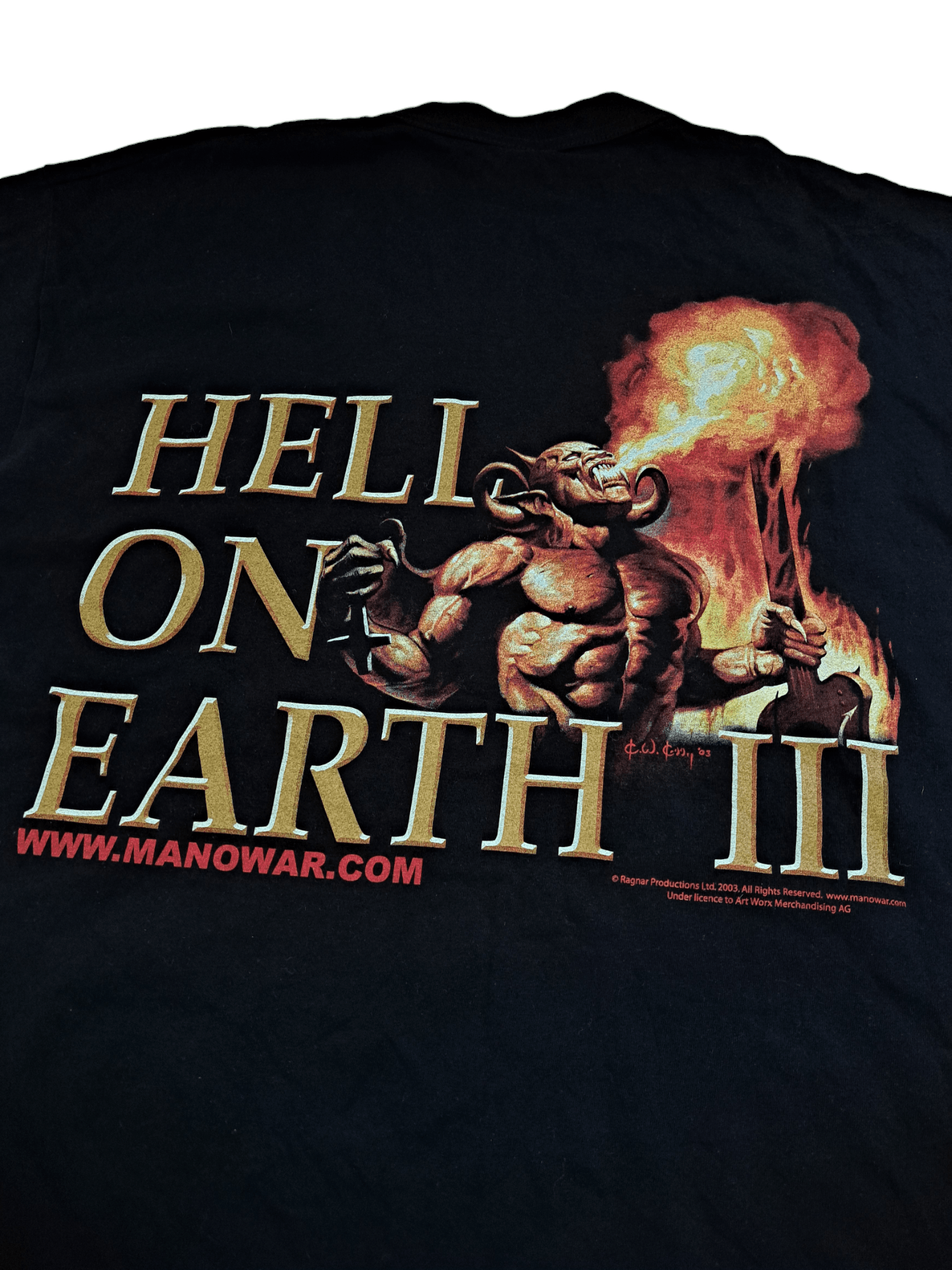 Gildan Vintage Retro Manowar at front and back 2003 Hell on Earth Size US XL / EU 56 / 4 - 4 Thumbnail