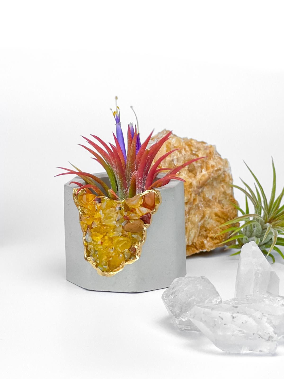 Other Yellow Agate Crystal Air Plant Holder Succulent Planter Size ONE SIZE - 7 Thumbnail