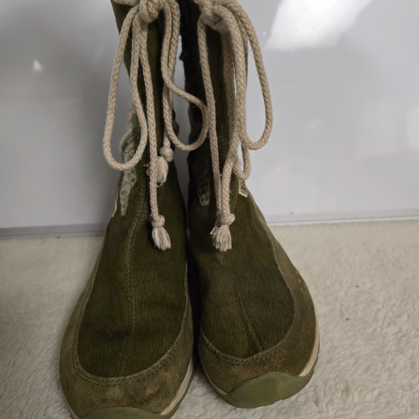 Vintage VINTAGE Tecnica Skandia Goat Fur Apres Ski Boots Women 7 Green Knit Fur Trim Boots Ski Womens Italy Size M / US 6-8 / IT 42-44 - 4 Thumbnail
